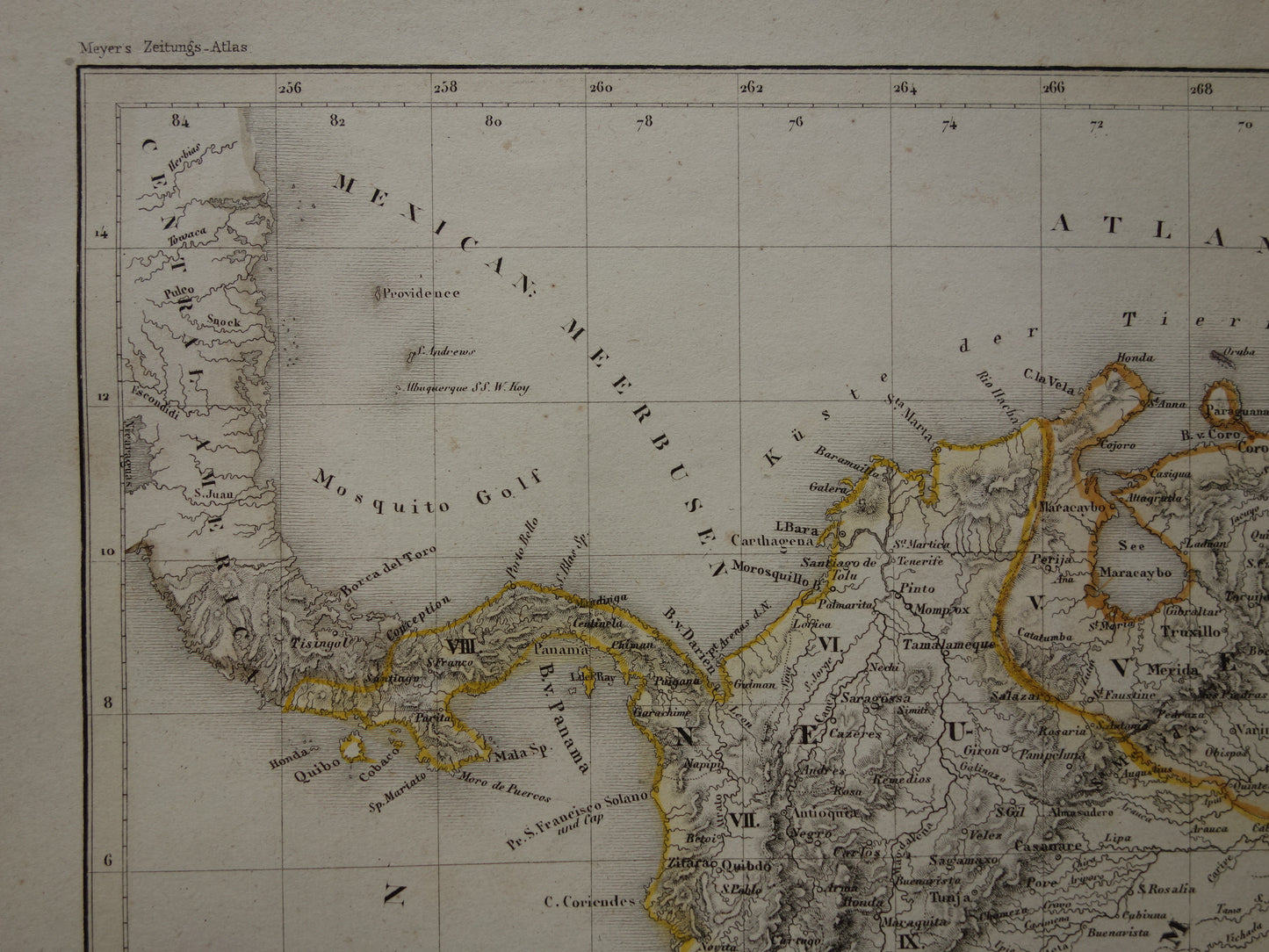 COLOMBIA Oude kaart van Ecuador Venezuela 175+ jaar oude handgekleurde landkaart Zuid-Amerika Andes gebergte