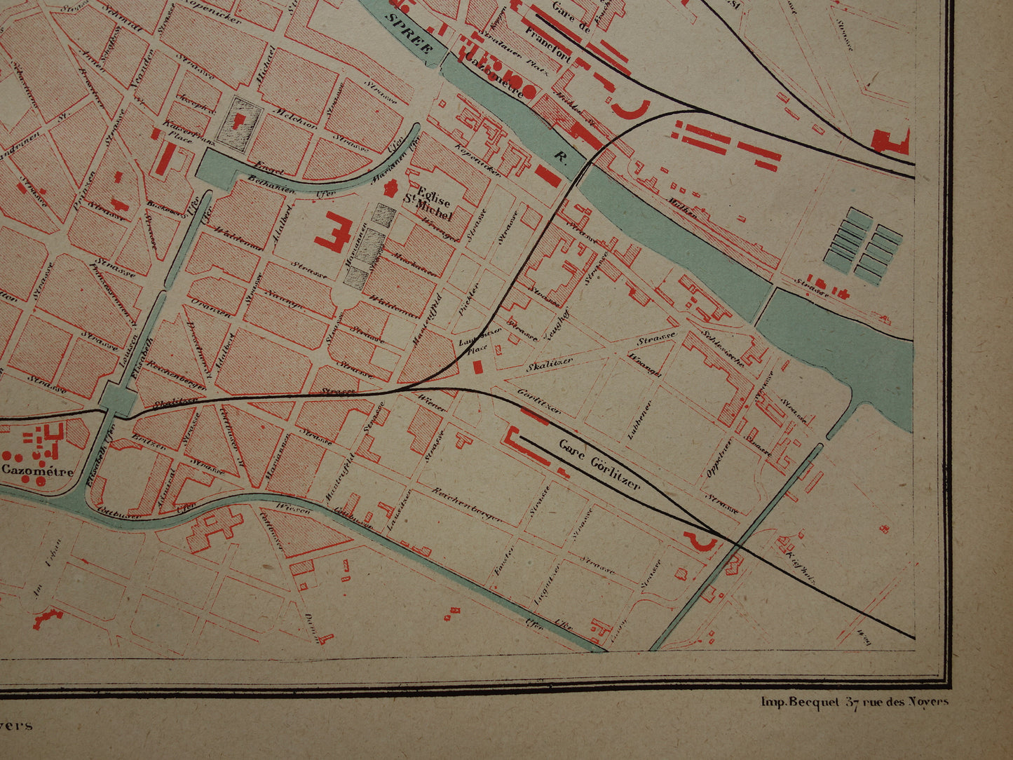 BERLIJN oude kaart van Berlijn uit 1877 originele antieke plattegrond