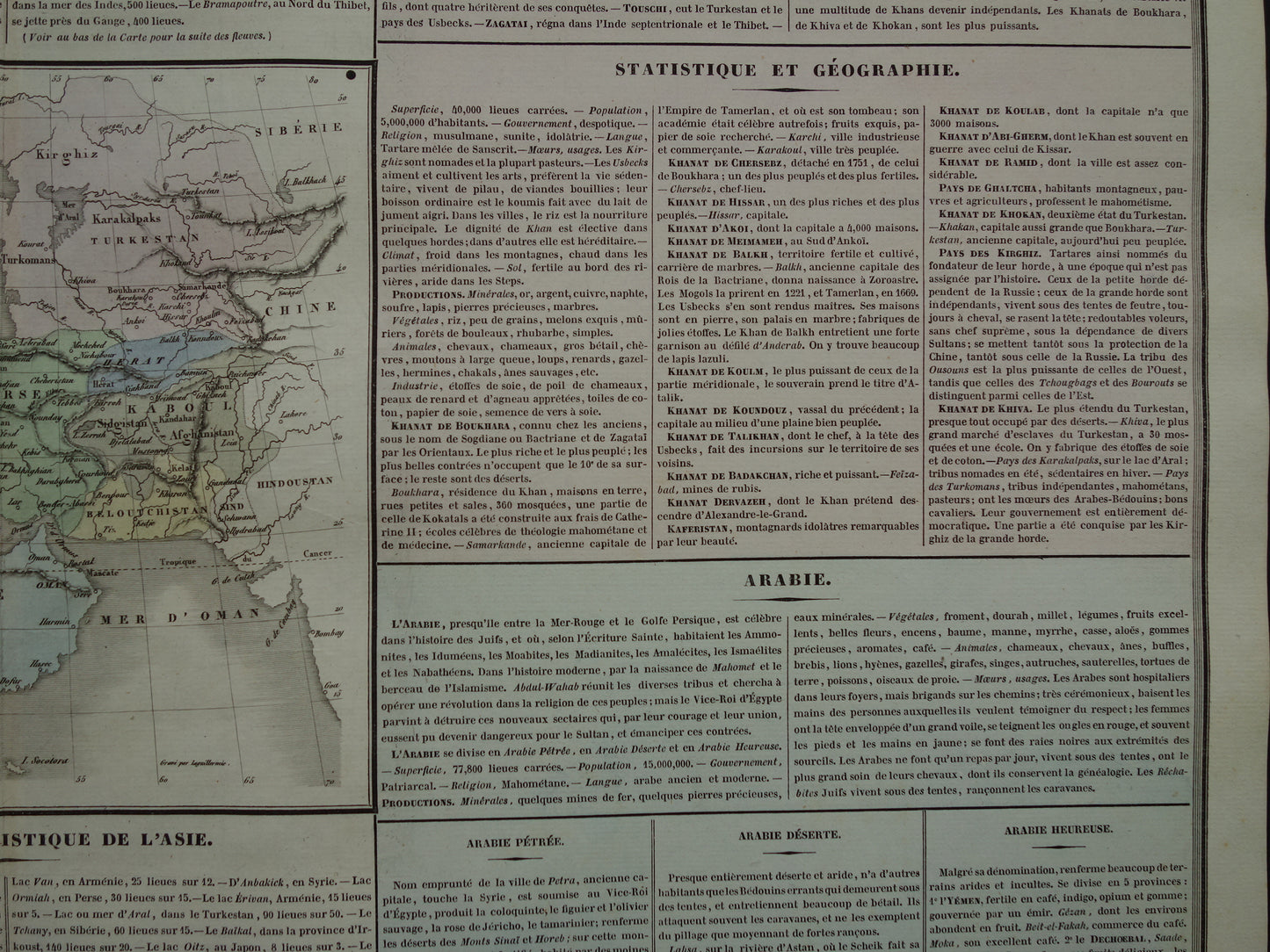 Midden-Oosten oude kaart Perzië Iran Saoedi-Arabië / grote antieke Franse gravure - Historische Geschiedeniskaart