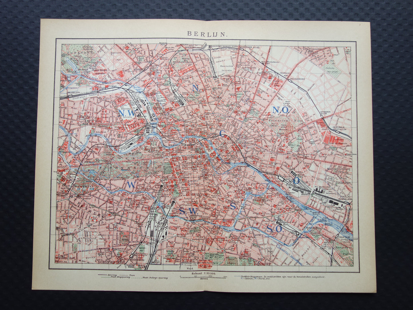 BERLIJN oude kaart van Berlijn uit 1906 originele Nederlandse antieke plattegrond