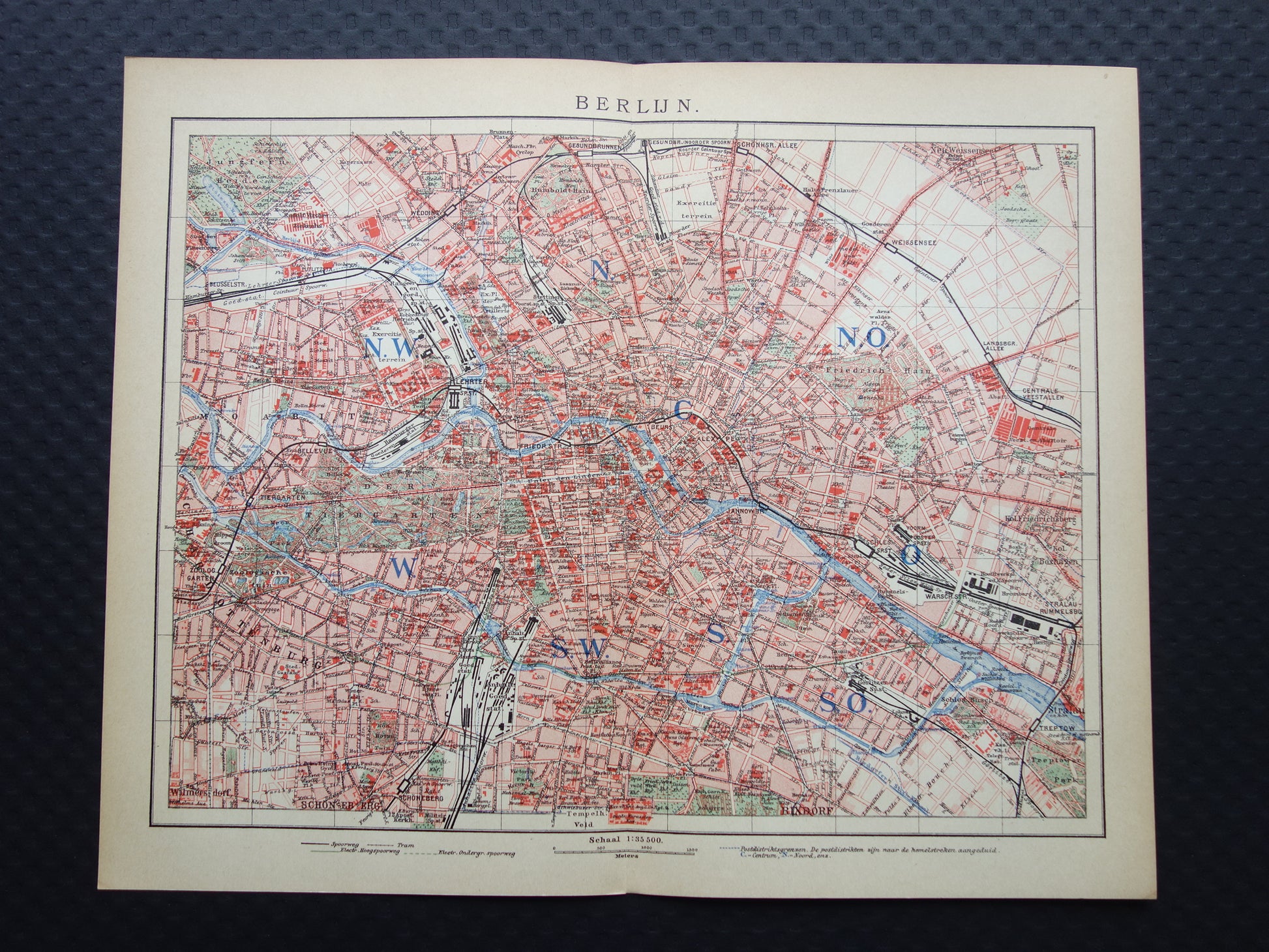 BERLIJN oude kaart van Berlijn uit 1906 originele Nederlandse antieke plattegrond