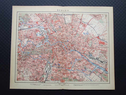 BERLIJN oude kaart van Berlijn uit 1906 originele Nederlandse antieke plattegrond