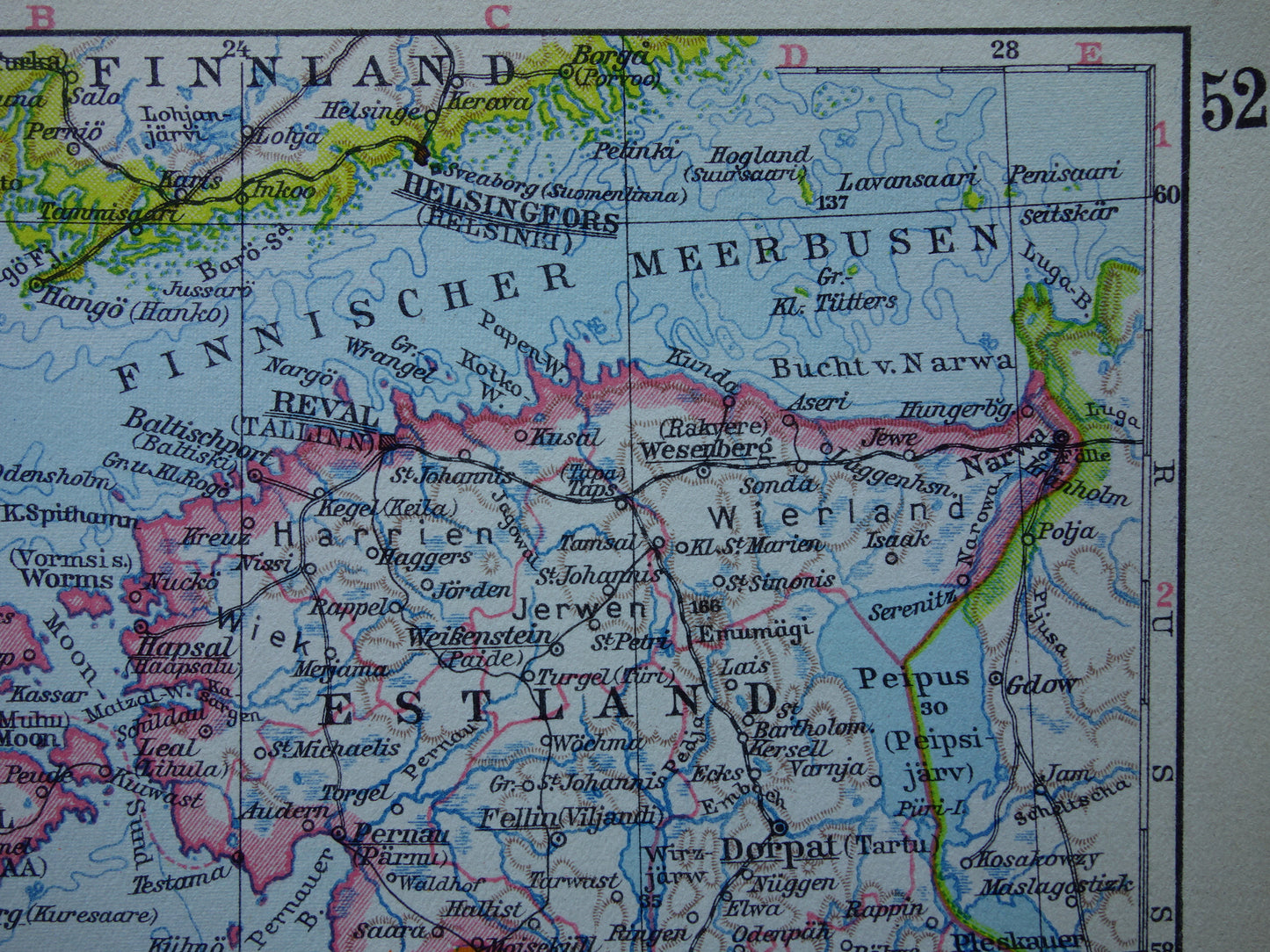 Baltische Staten oude kaart uit 1931 originele vintage landkaart Letland Estland en Litouwen klein formaat kaarten