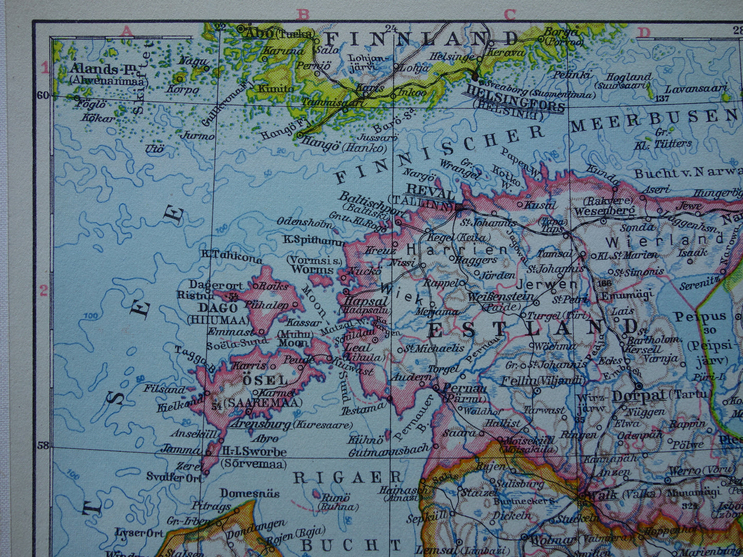 Baltische Staten oude kaart uit 1931 originele vintage landkaart Letland Estland en Litouwen klein formaat kaarten
