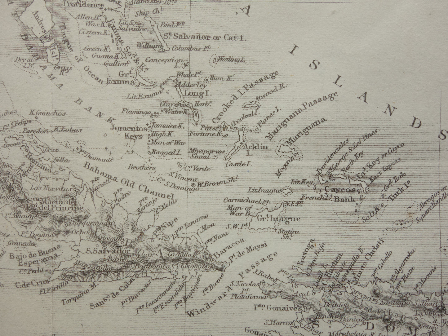 Caraïben vintage landkaart van het Caraïbisch gebied uit 1860 Originele antieke Engelse kaart