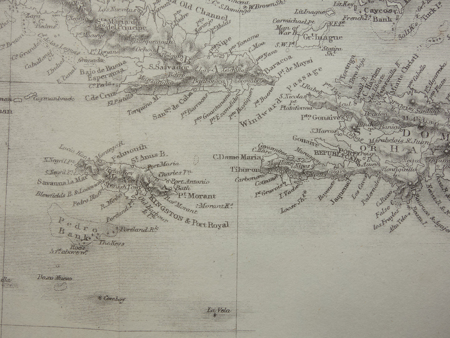 Caraïben vintage landkaart van het Caraïbisch gebied uit 1860 Originele antieke Engelse kaart