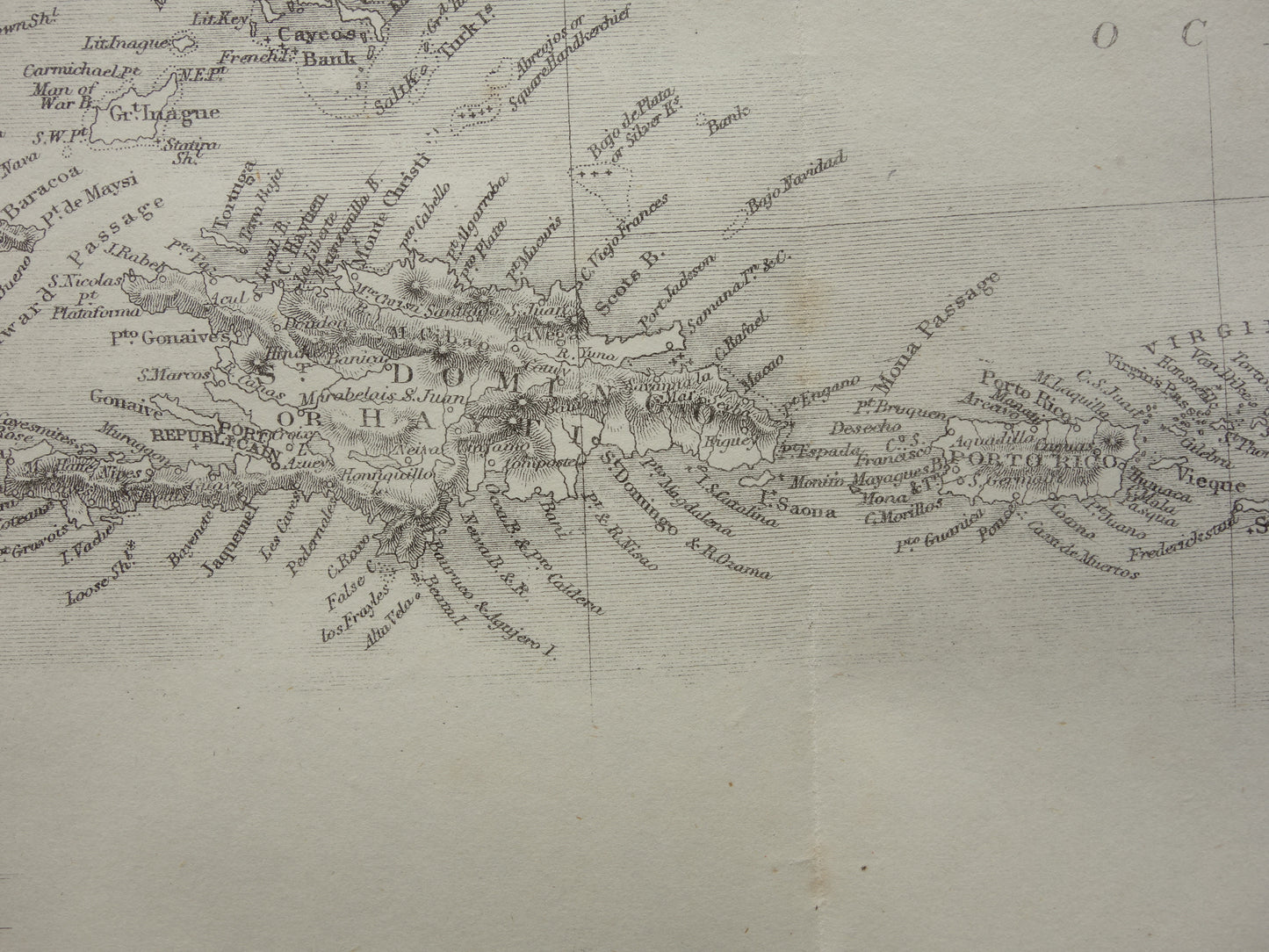 Caraïben vintage landkaart van het Caraïbisch gebied uit 1860 Originele antieke Engelse kaart