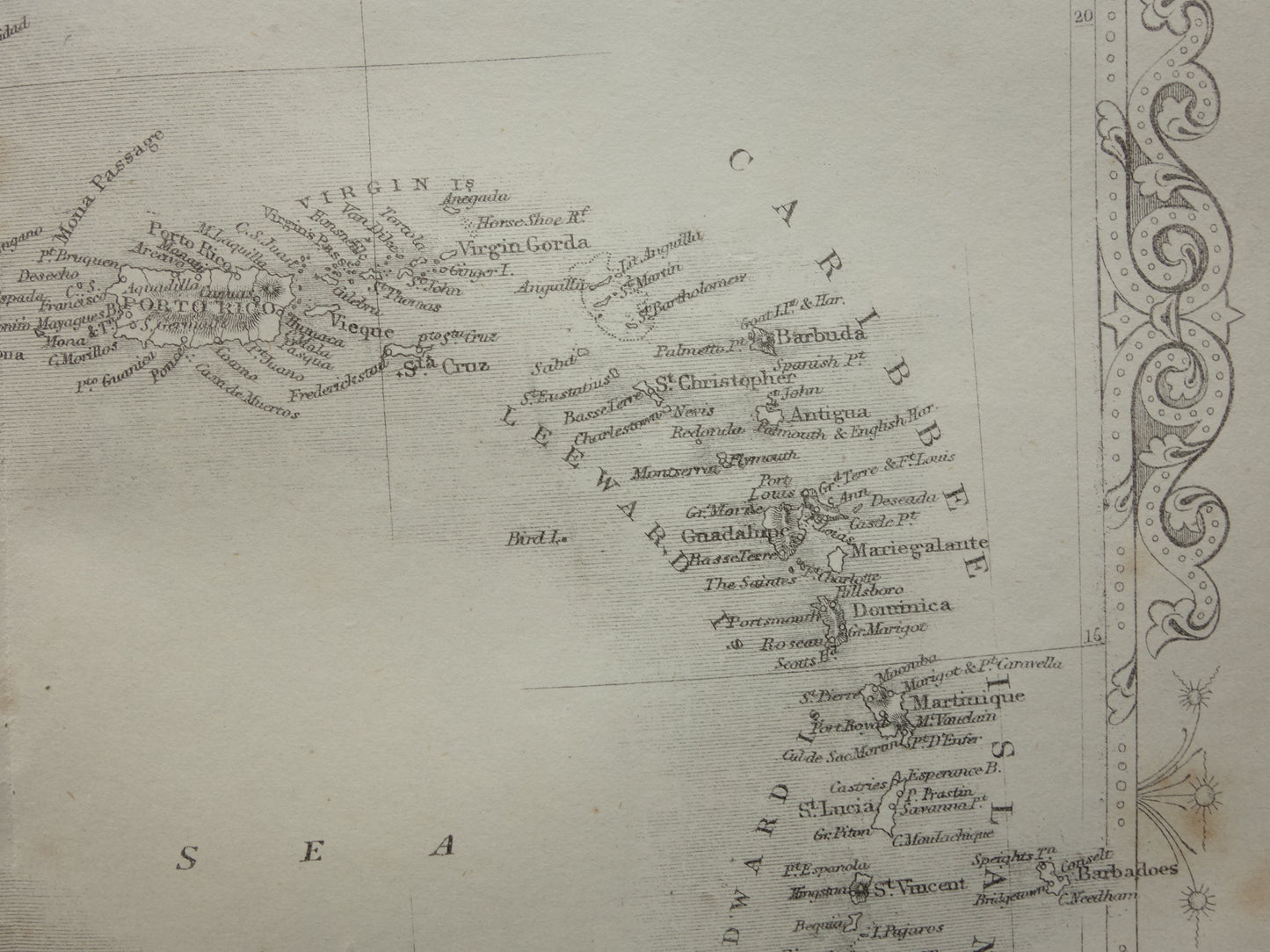 Caraïben vintage landkaart van het Caraïbisch gebied uit 1860 Originele antieke Engelse kaart