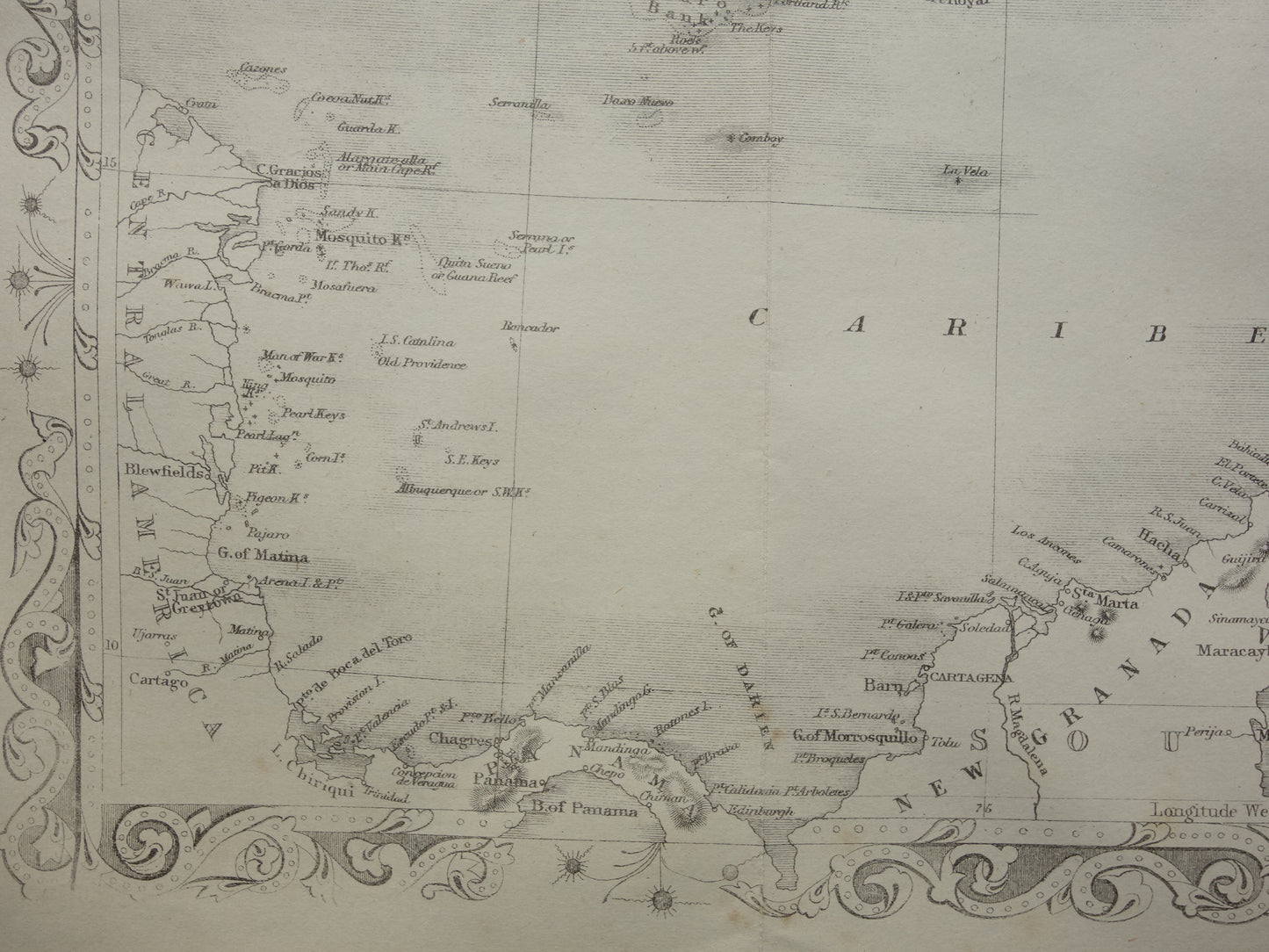 Caraïben vintage landkaart van het Caraïbisch gebied uit 1860 Originele antieke Engelse kaart