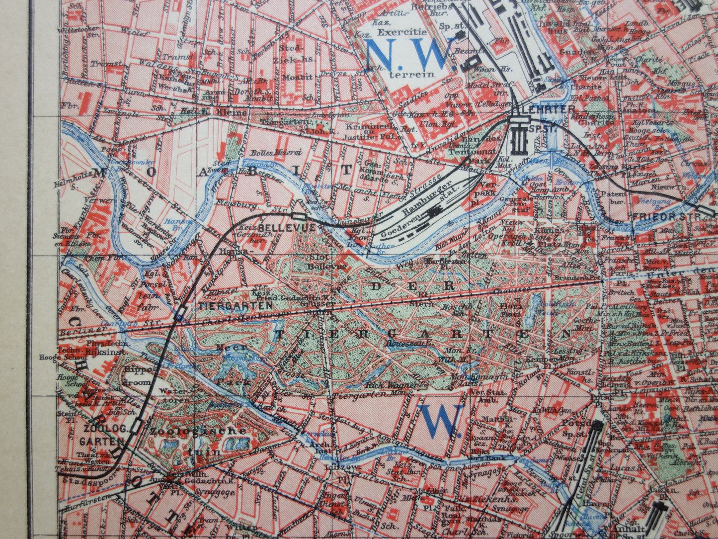 BERLIJN oude kaart van Berlijn uit 1906 originele Nederlandse antieke plattegrond