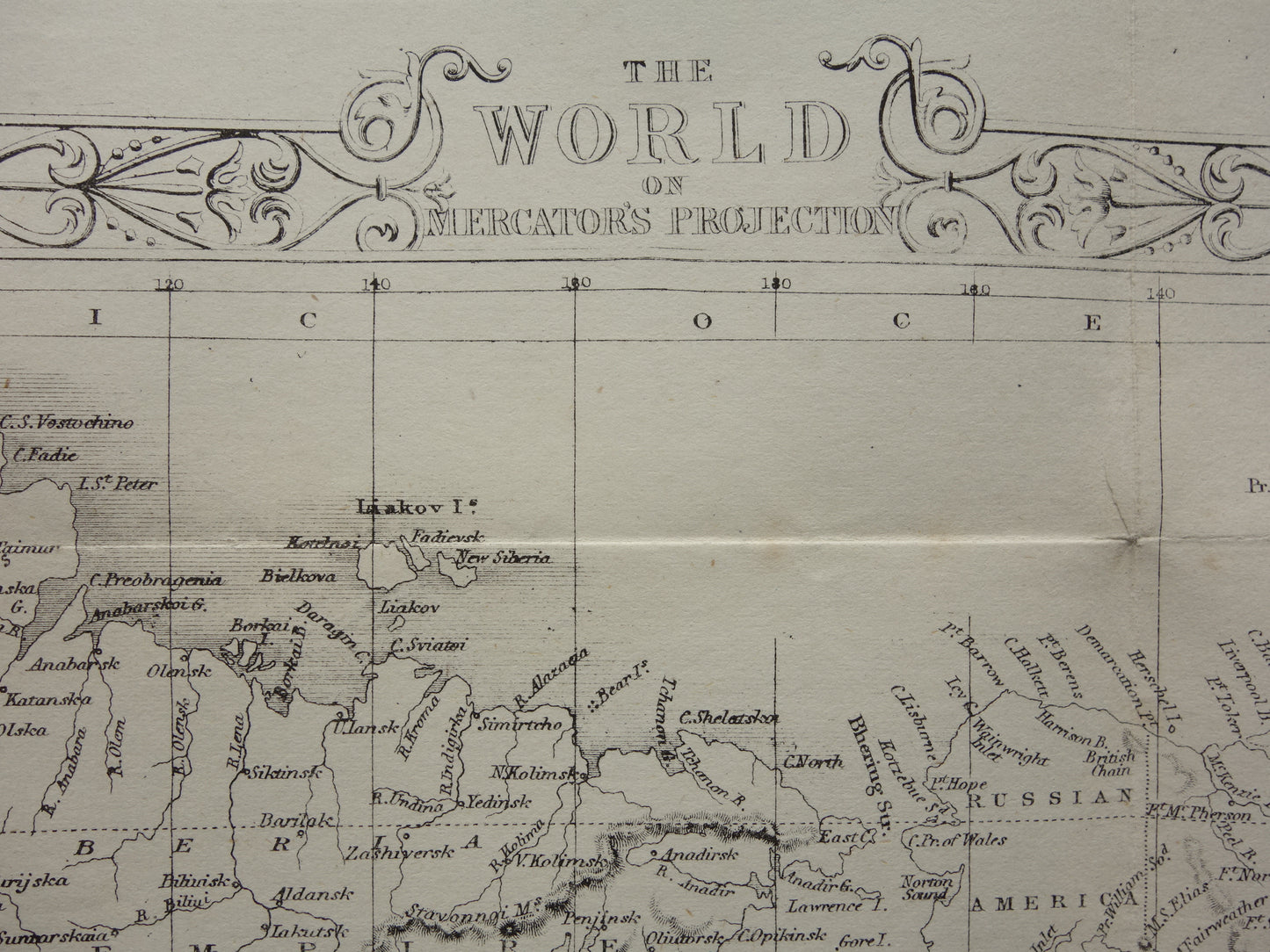 WERELDKAART vintage landkaart van de Wereld uit 1860 Originele antieke Engelse kaart