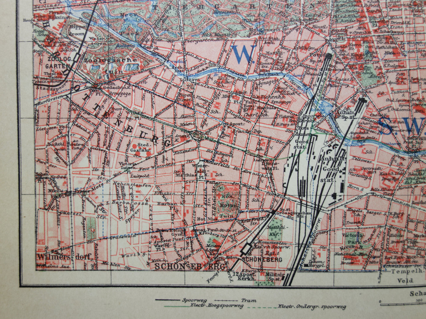 BERLIJN oude kaart van Berlijn uit 1906 originele Nederlandse antieke plattegrond