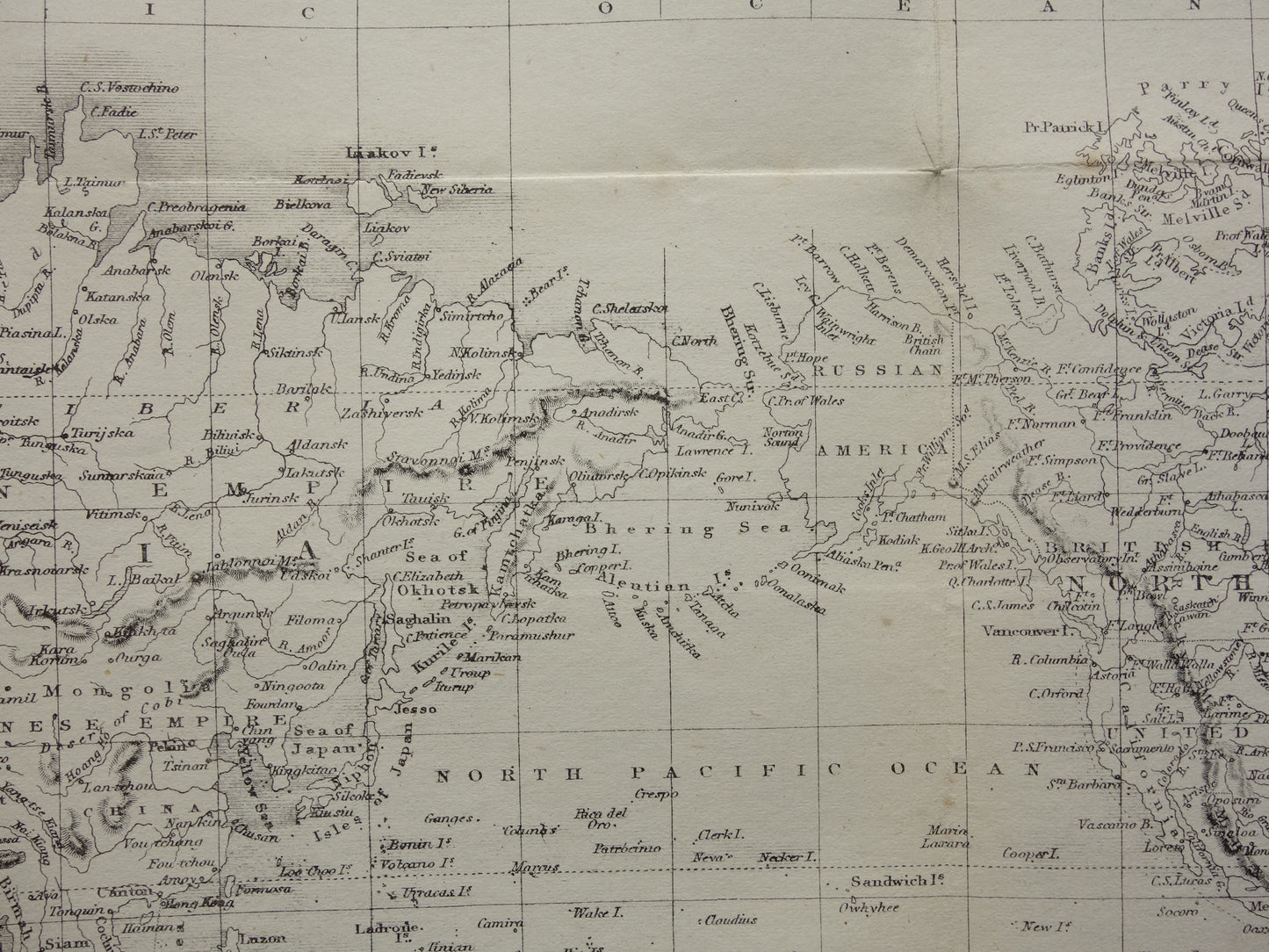 WERELDKAART vintage landkaart van de Wereld uit 1860 Originele antieke Engelse kaart