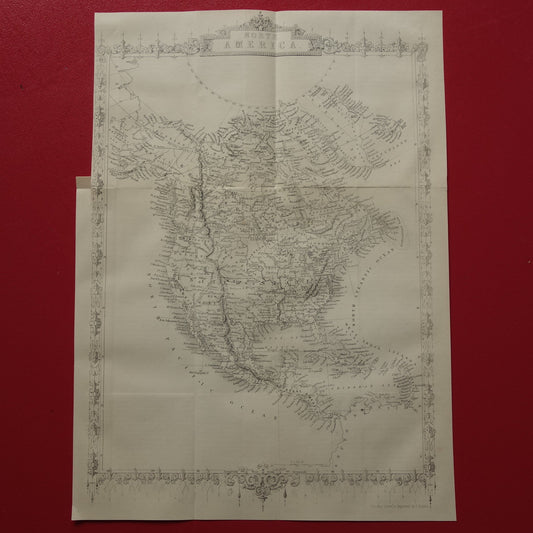 NOORD-AMERIKA oude kaart uit 1860 originele antieke landkaart continent N-A John Rapkin - Vintage Engelse kaarten North America