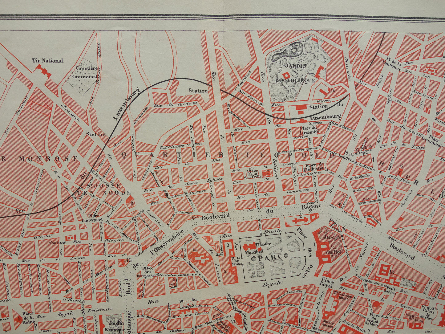 BRUSSEL oude kaart van Brussel uit 1896 originele antieke Franse plattegrond