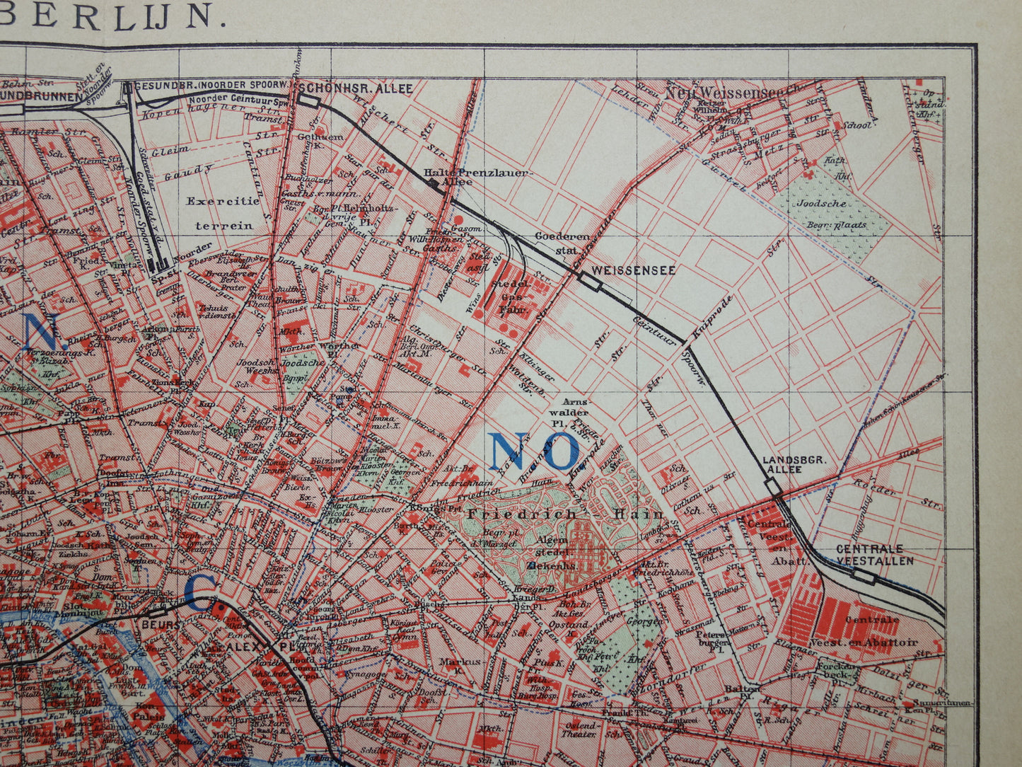 BERLIJN oude kaart van Berlijn uit 1906 originele Nederlandse antieke plattegrond