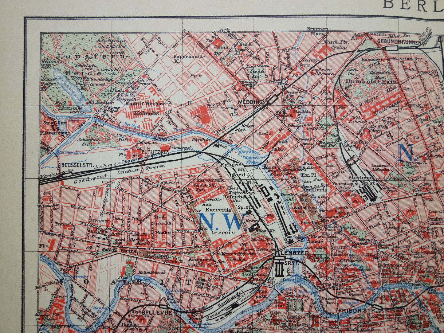 BERLIJN oude kaart van Berlijn uit 1906 originele Nederlandse antieke plattegrond