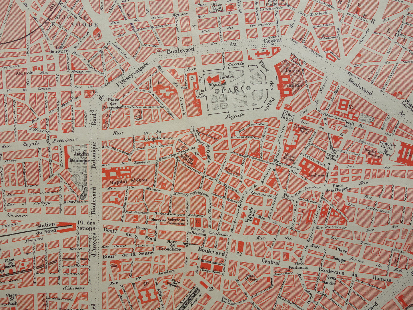 BRUSSEL oude kaart van Brussel uit 1896 originele antieke Franse plattegrond