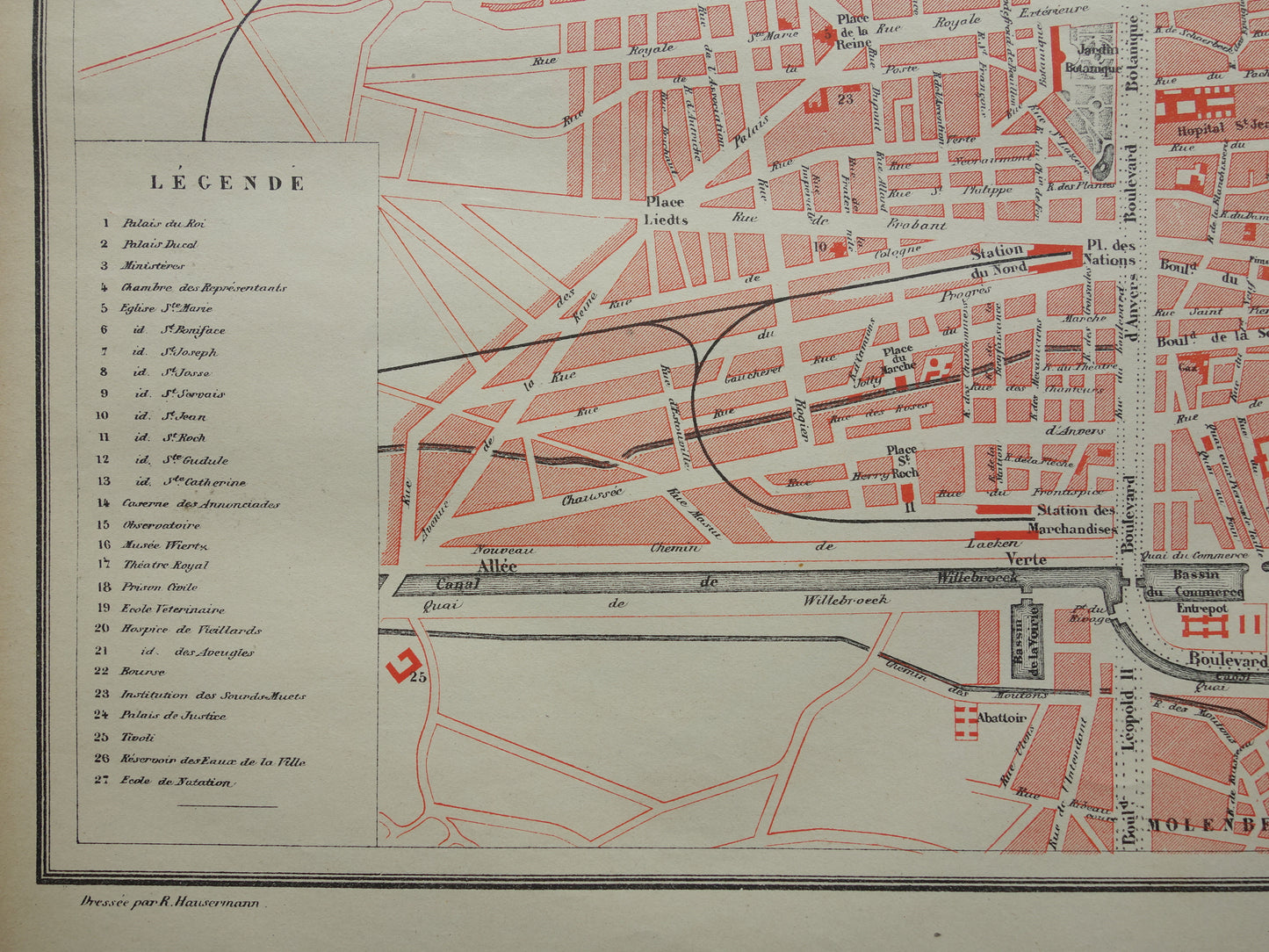 BRUSSEL oude kaart van Brussel uit 1896 originele antieke Franse plattegrond
