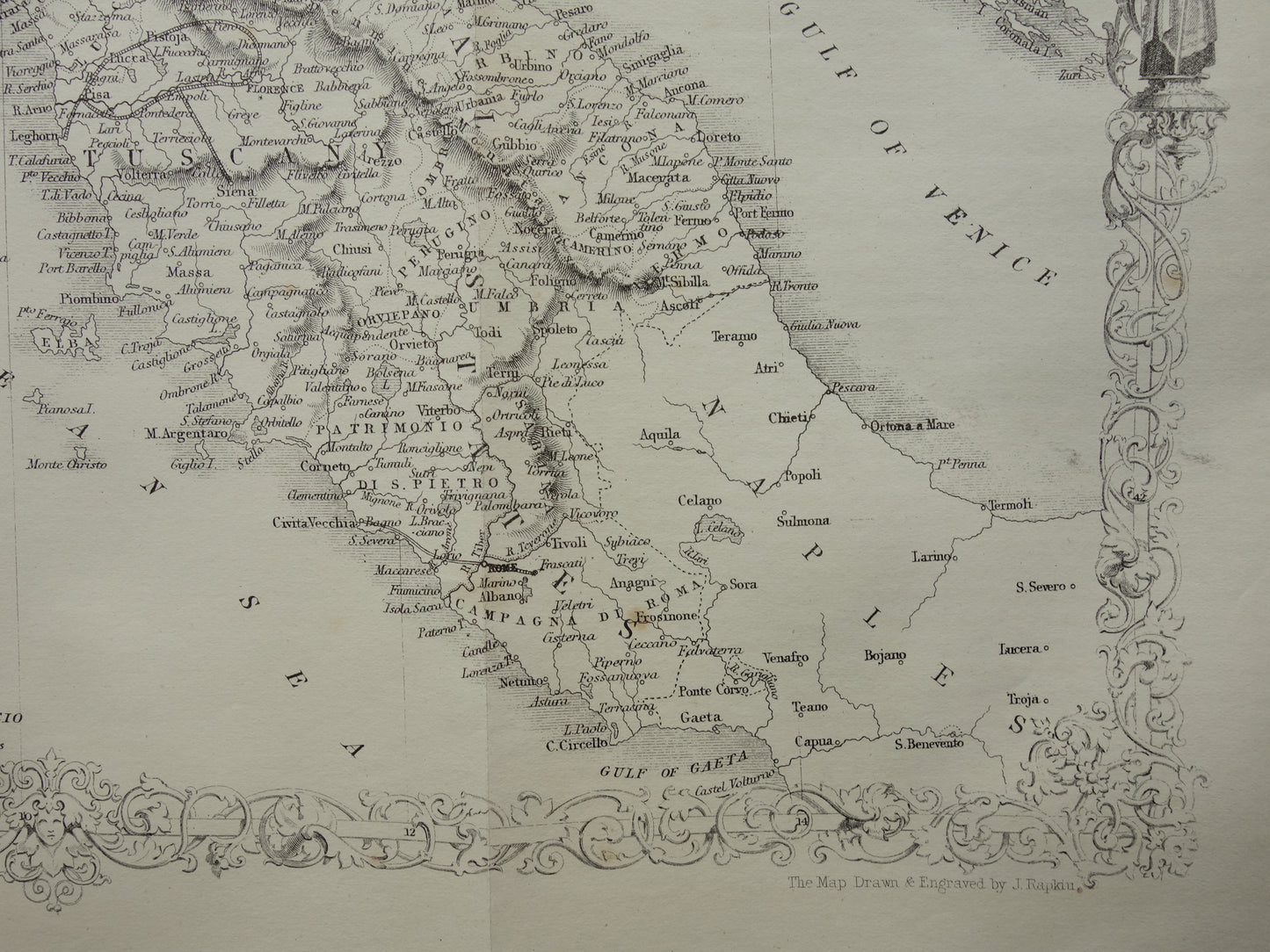 NOORD-ITALIË antieke landkaart uit 1860 van John Rapkin
