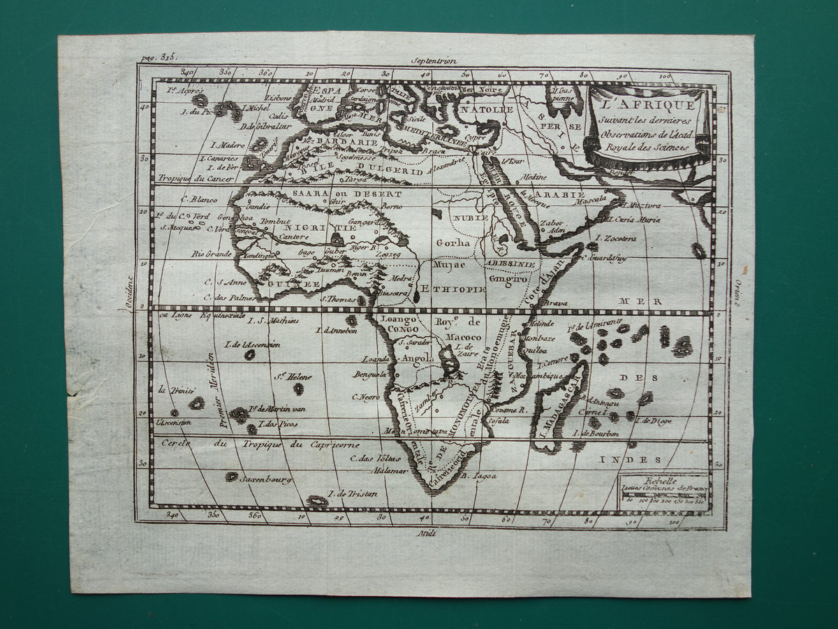 260+ jaar oude kaart van Afrika 1759 originele antieke kaart Afrika continent klein formaat