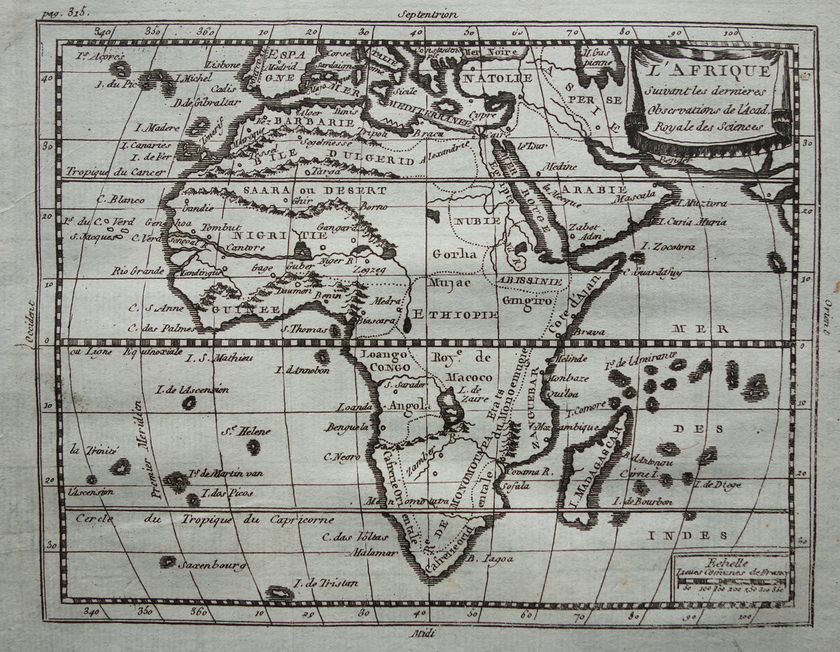 260+ jaar oude kaart van Afrika 1759 originele antieke kaart Afrika continent klein formaat