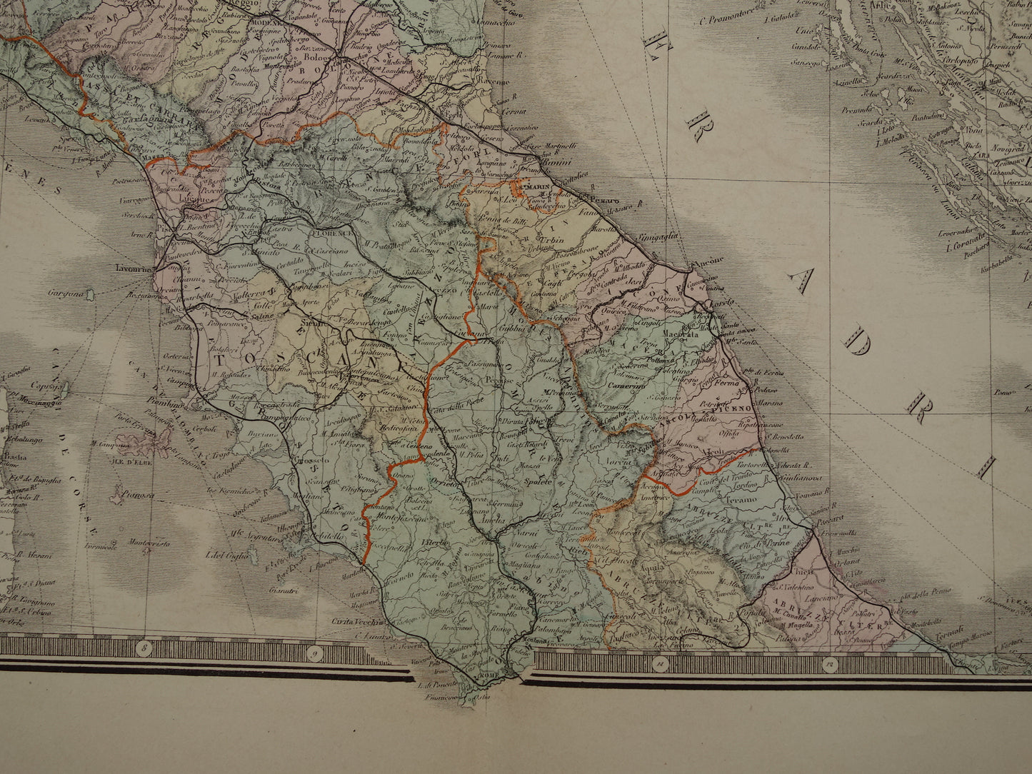 ITALIË oude kaart van Noord-Italië Grote originele antieke landkaart van Noord-Italië uit 1876