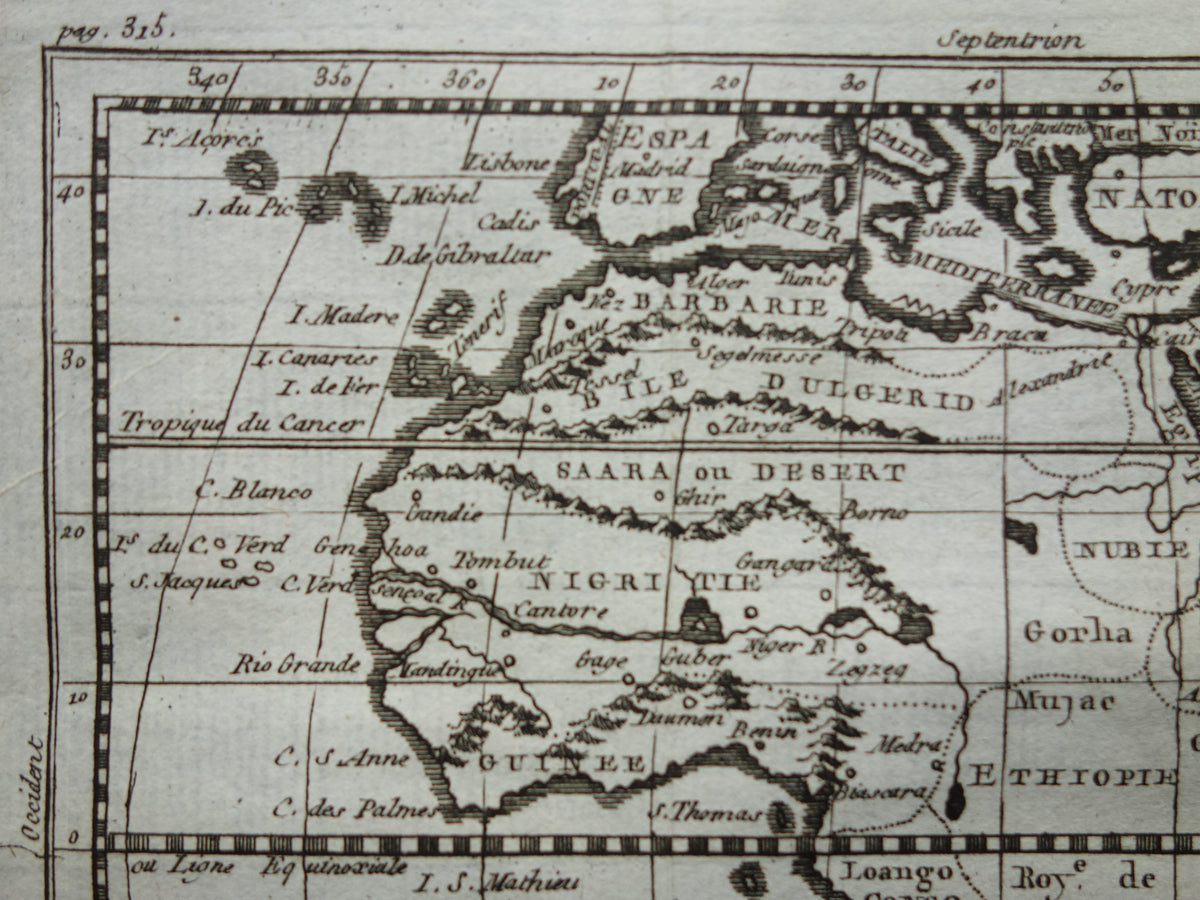 260+ jaar oude kaart van Afrika 1759 originele antieke kaart Afrika continent klein formaat