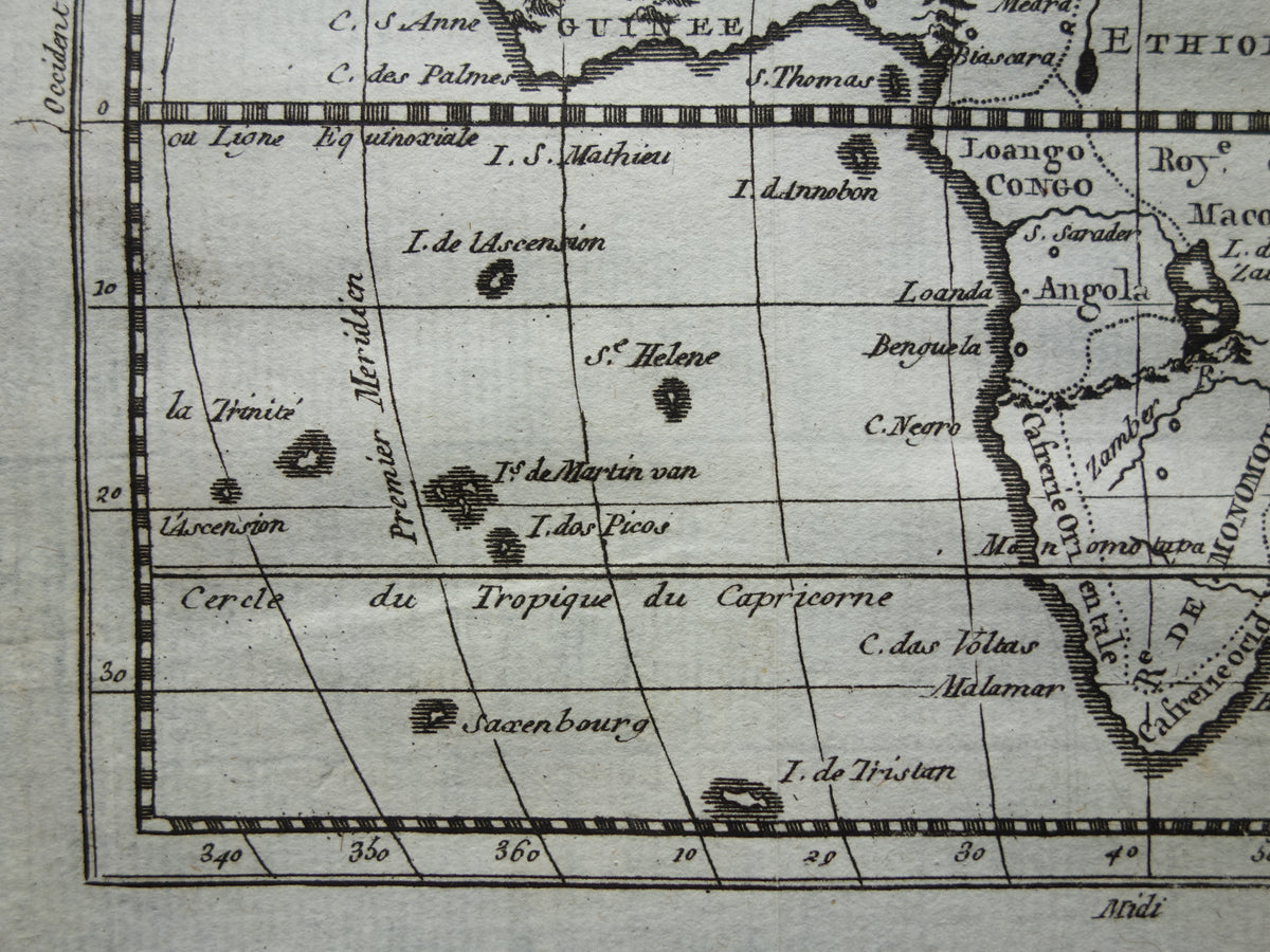 260+ jaar oude kaart van Afrika 1759 originele antieke kaart Afrika continent klein formaat