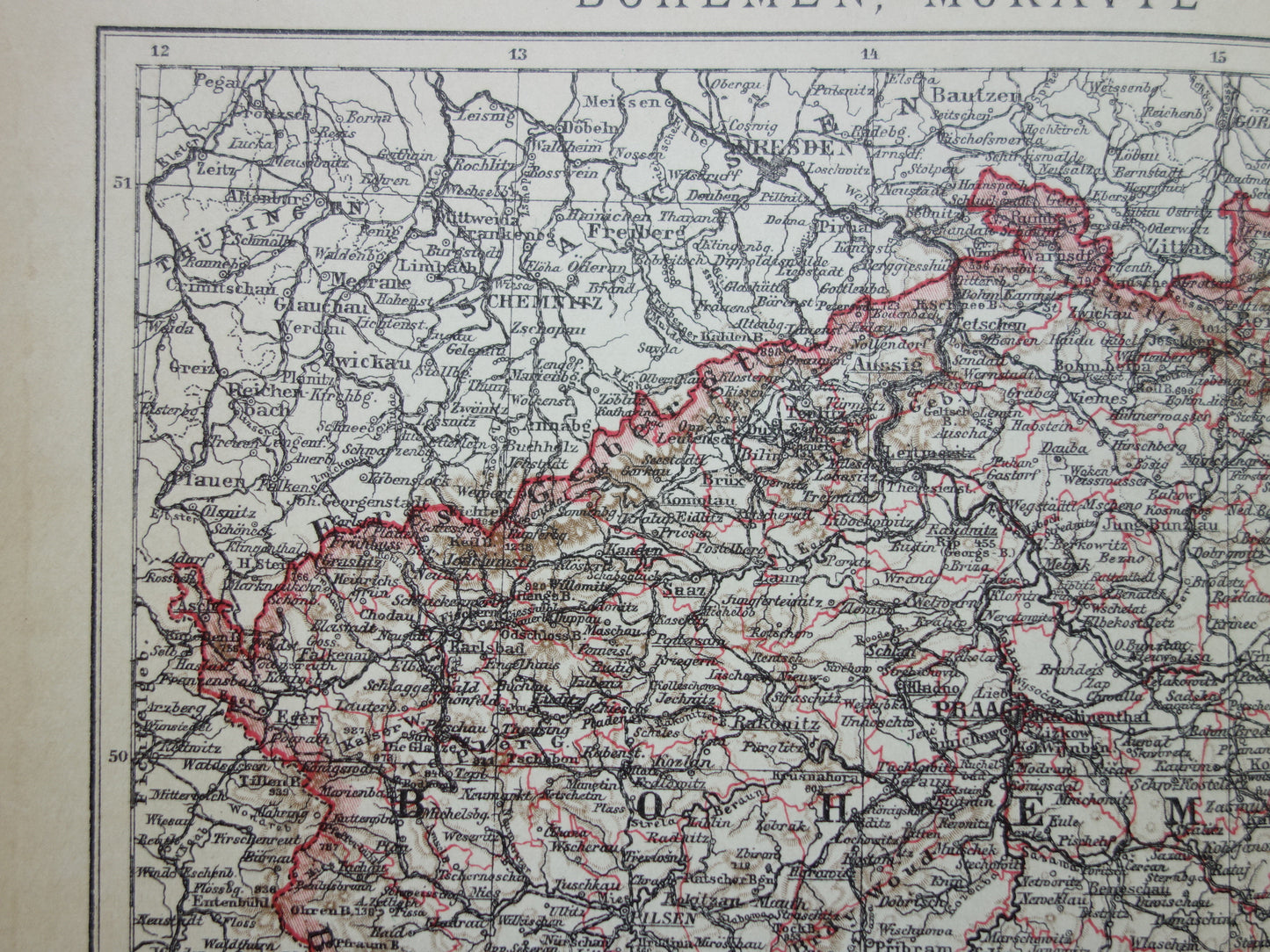 TSJECHIË oude Nederlandse landkaart van Tsjechië originele vintage kaart van Bohemen en Moravië