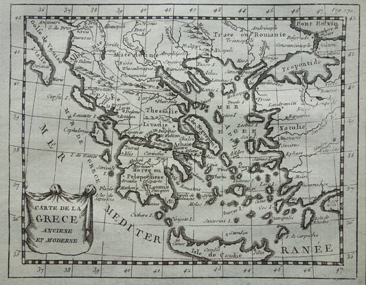 260+ jaar oude kaart van Griekenland 1759 originele antieke kaart Griekenland klein formaat