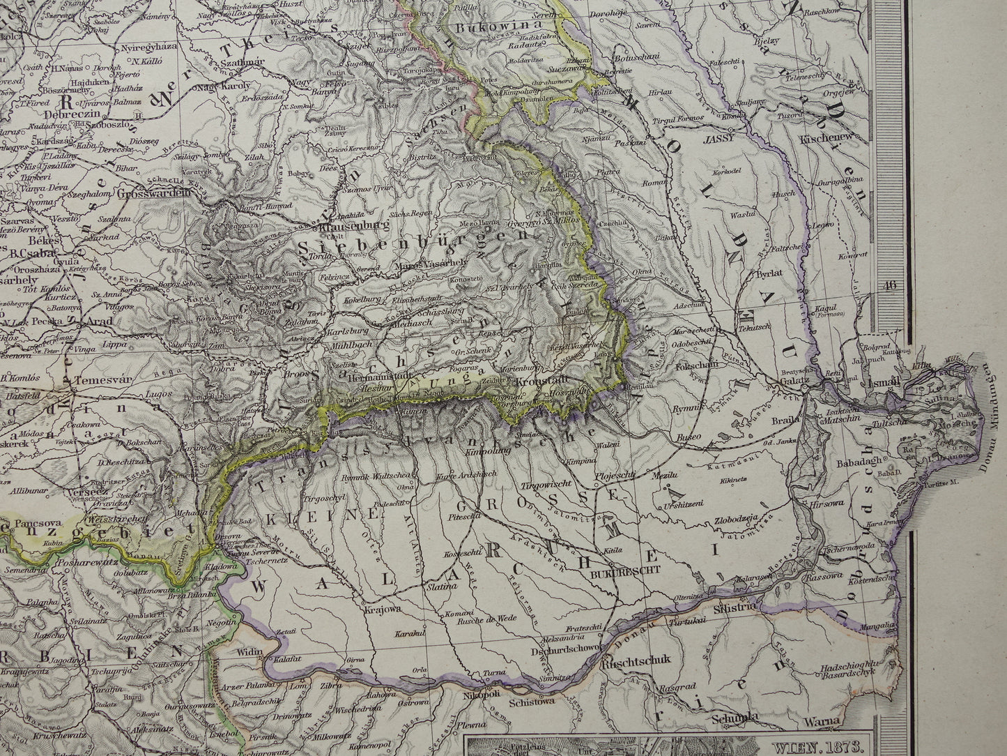 Alte Karte von Österreich-Ungarn aus dem Jahr 1886, detaillierte antike Karte mit Datumsangabe, historische Karten Österreich-Ungarns