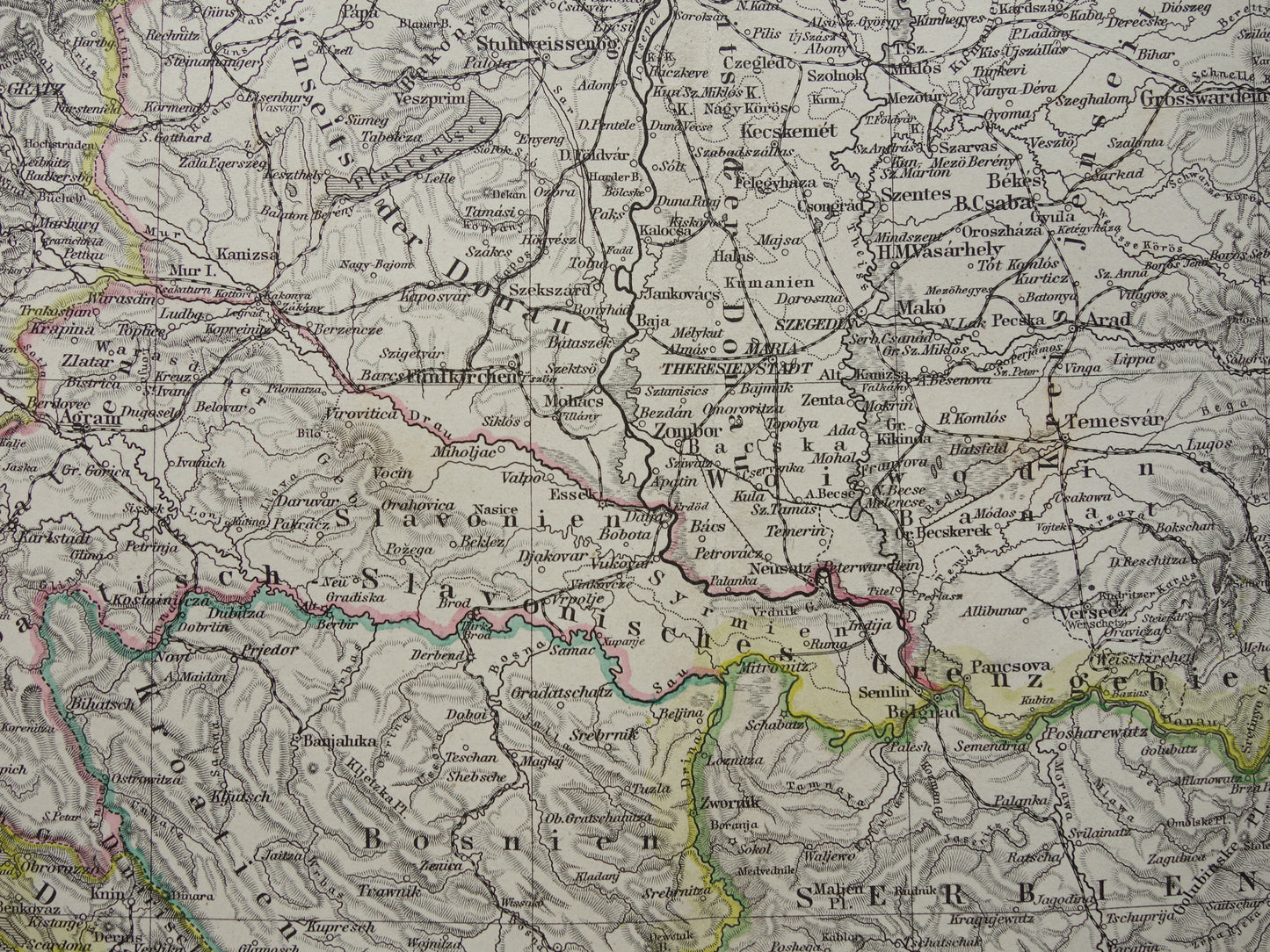 Alte Karte von Österreich-Ungarn aus dem Jahr 1886, detaillierte antike Karte mit Datumsangabe, historische Karten Österreich-Ungarns
