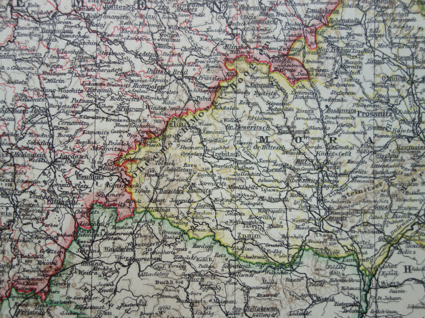 TSJECHIË oude Nederlandse landkaart van Tsjechië originele vintage kaart van Bohemen en Moravië