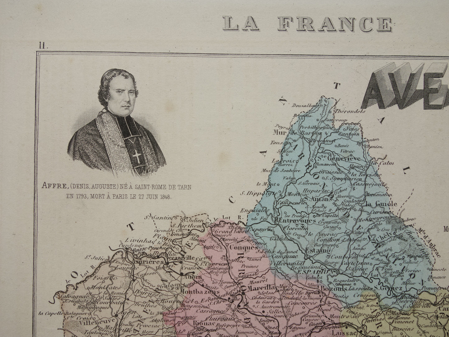 AVEYRON Frankrijk antieke kaart uit 1883 oude landkaart Rodez historische kaarten