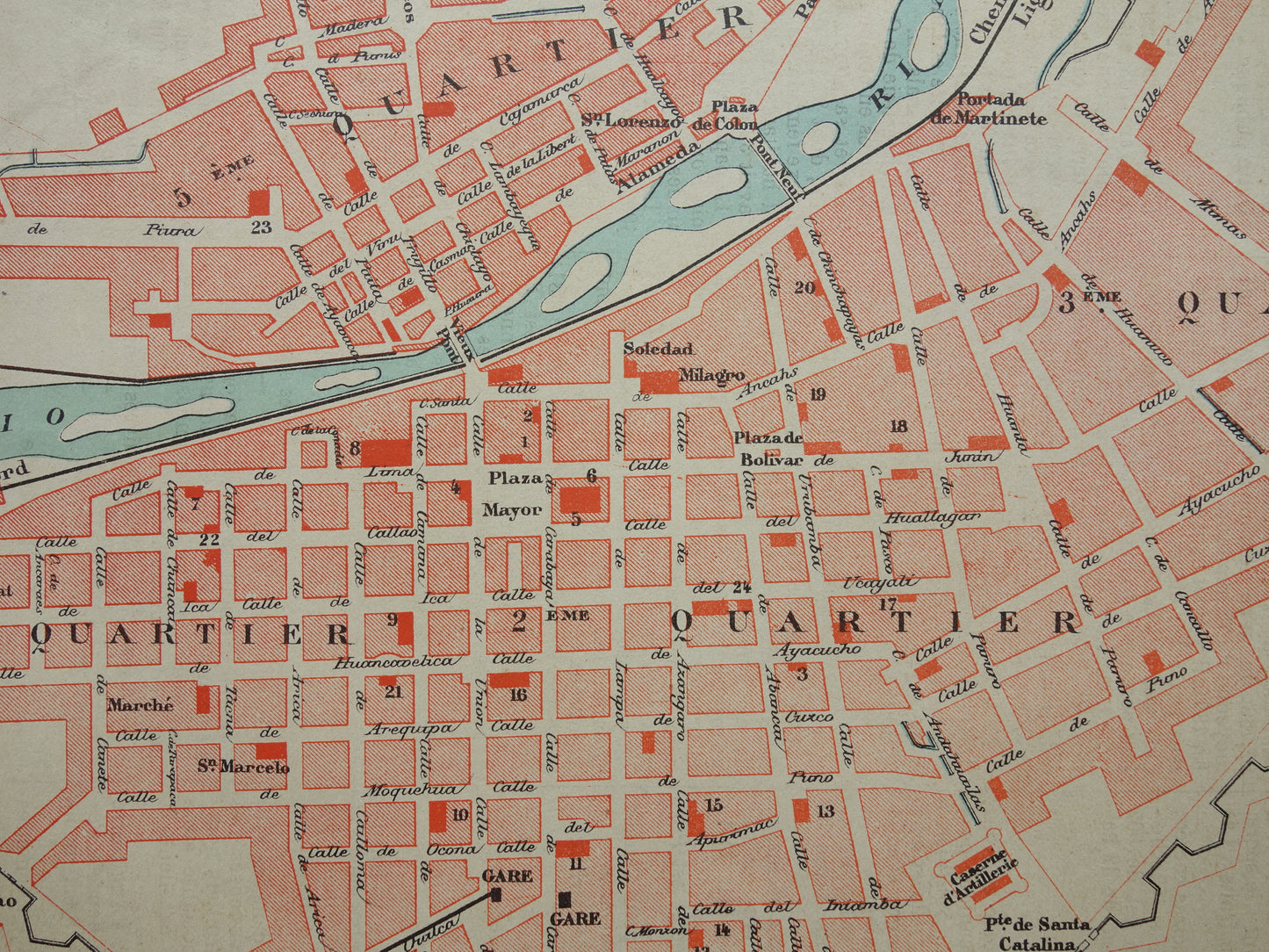 LIMA old map of Lima Peru 1896 original antique French map of Lima