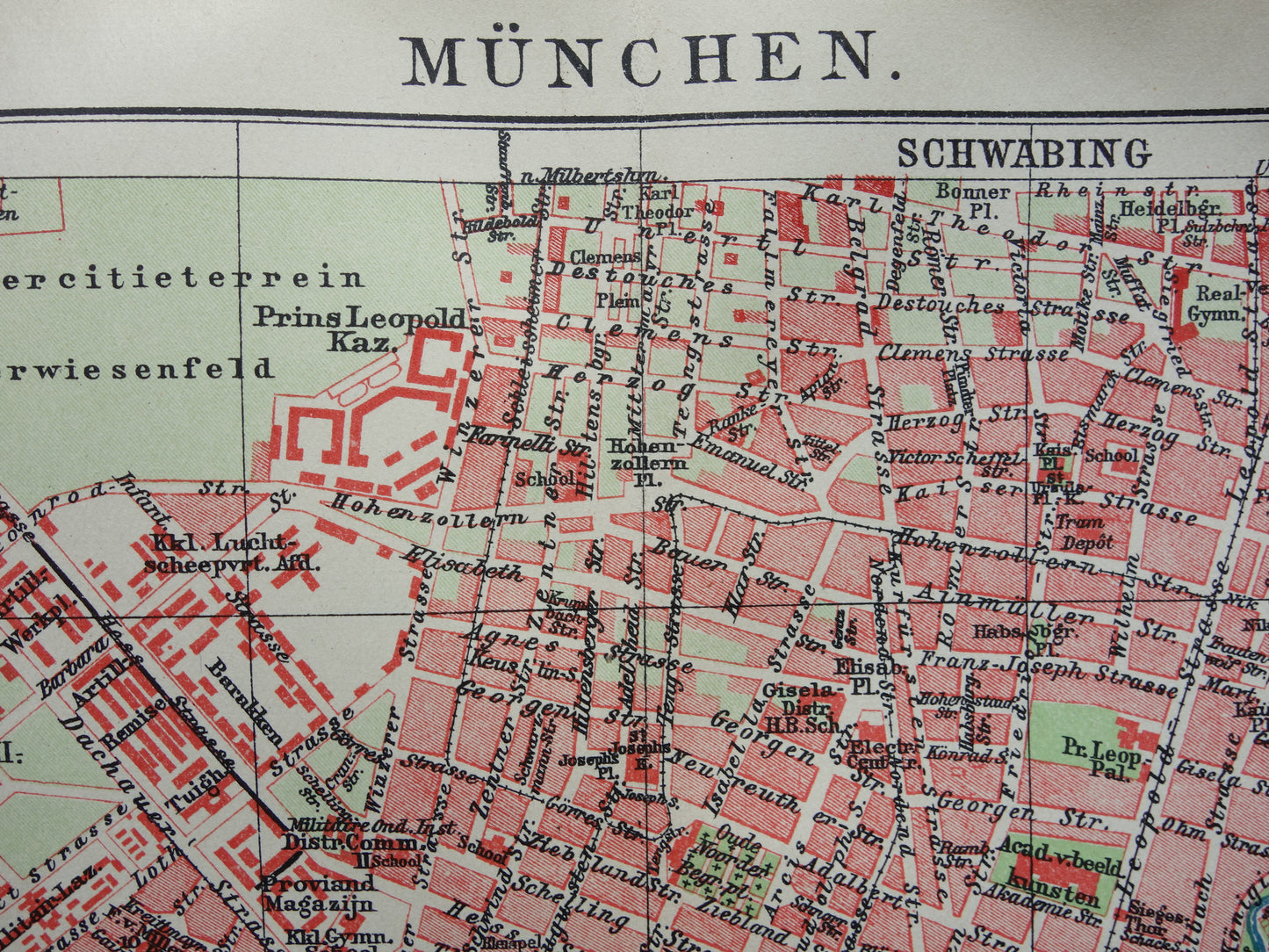 München antieke plattegrond 100+ jaar oude kaart van München Beieren Duitsland uit 1921 originele vintage historische kaarten