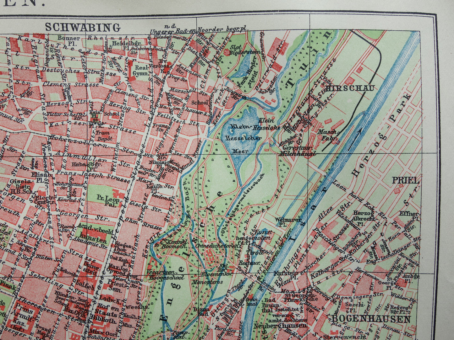 München antieke plattegrond 100+ jaar oude kaart van München Beieren Duitsland uit 1921 originele vintage historische kaarten