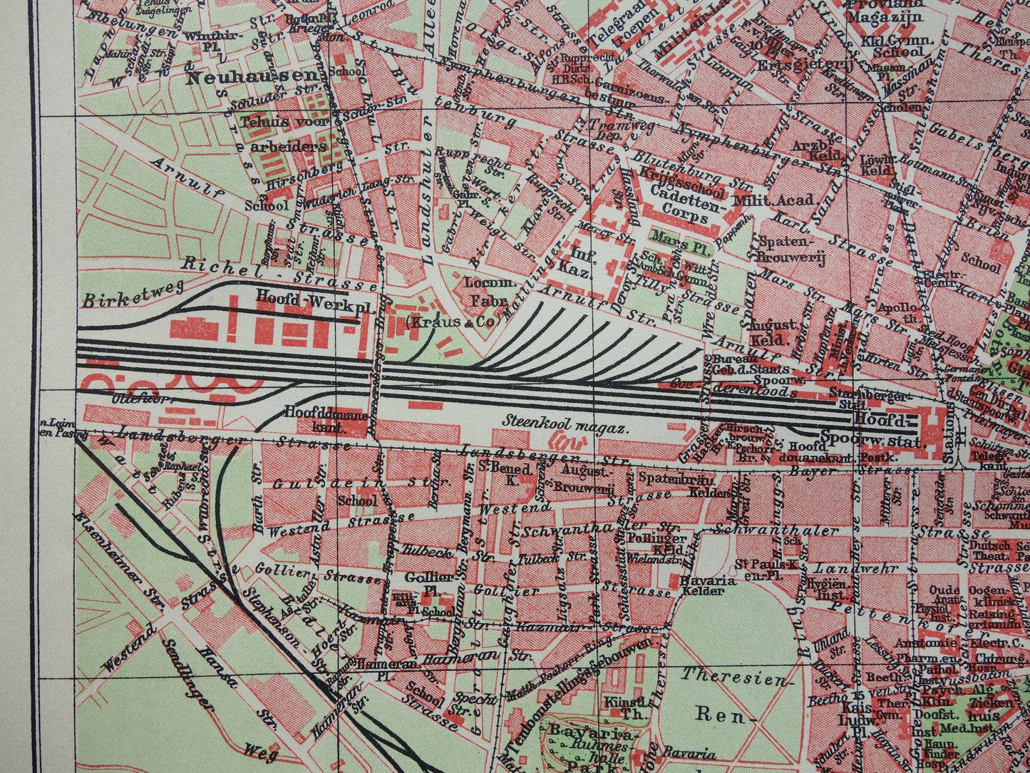 München antieke plattegrond 100+ jaar oude kaart van München Beieren Duitsland uit 1921 originele vintage historische kaarten