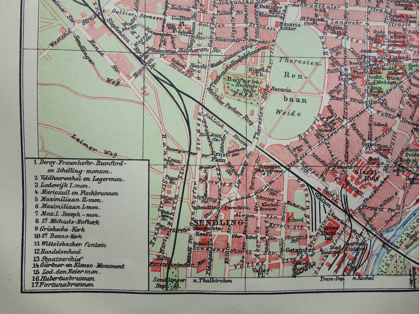München antieke plattegrond 100+ jaar oude kaart van München Beieren Duitsland uit 1921 originele vintage historische kaarten