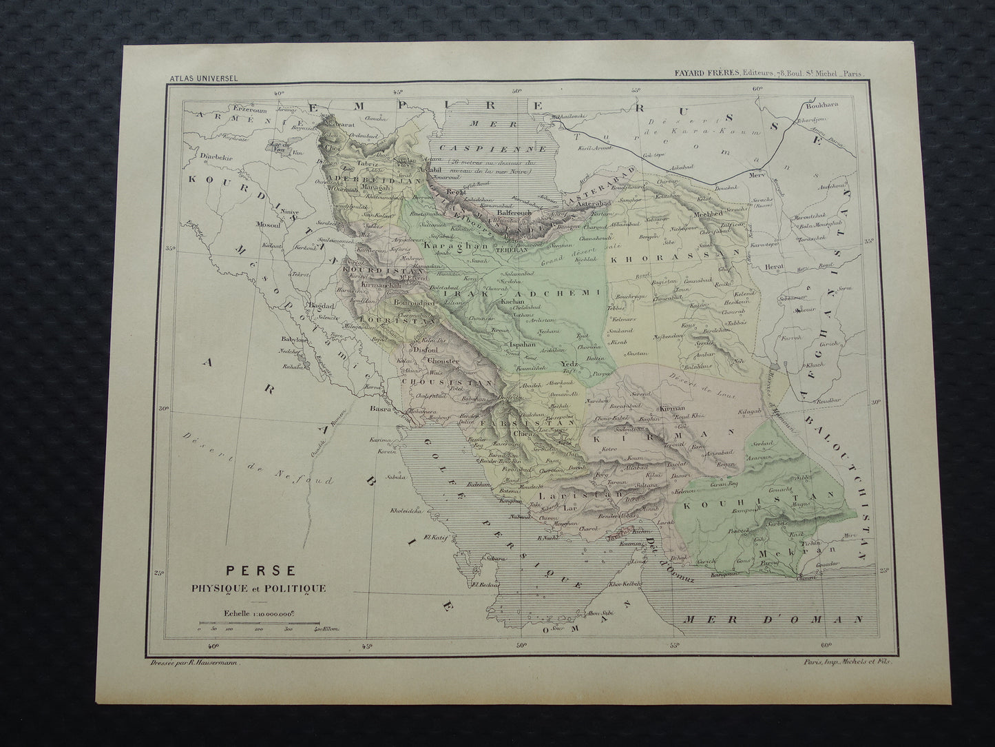 IRAN oude kaart uit 1896 originele antieke vintage landkaart van Perzië Teheran