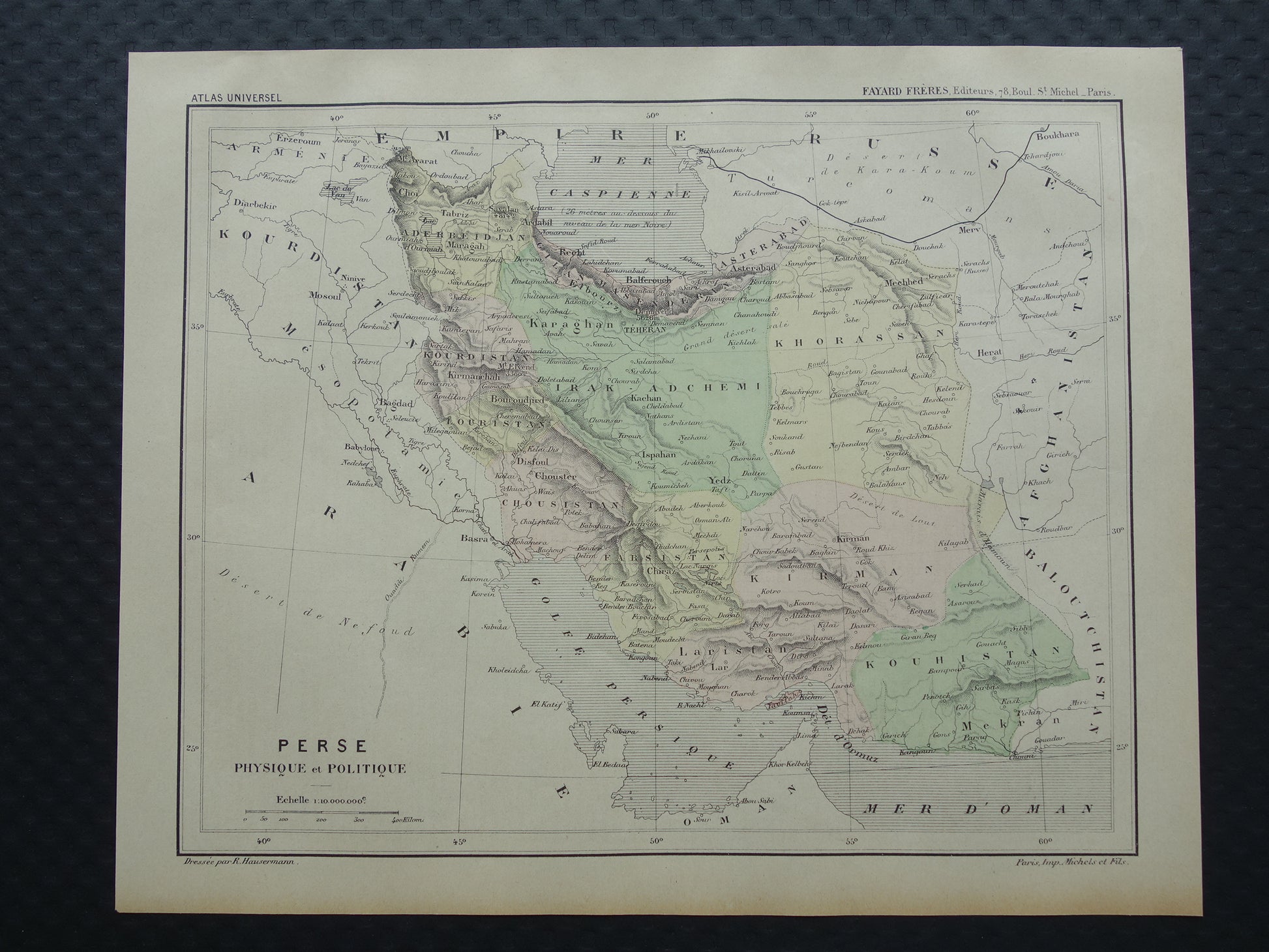 IRAN oude kaart uit 1896 originele antieke vintage landkaart van Perzië Teheran