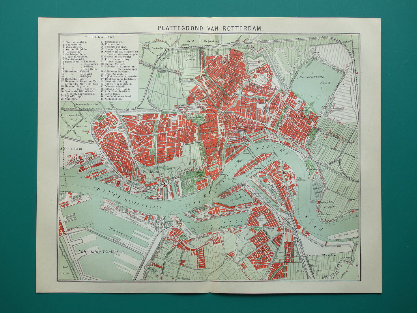 ROTTERDAM Old map of Rotterdam from 1921 original vintage map antique map