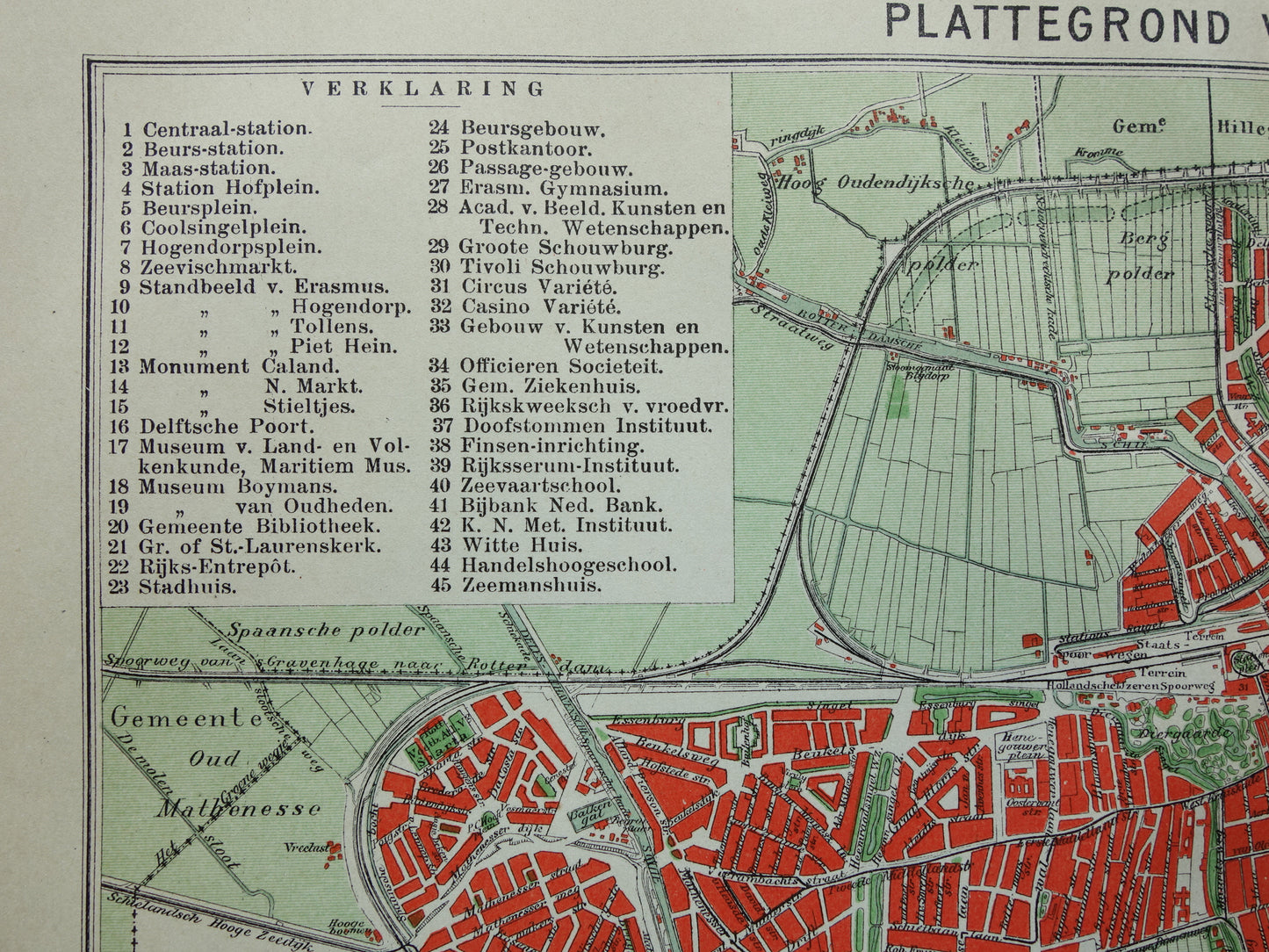 ROTTERDAM Old map of Rotterdam from 1921 original vintage map antique map