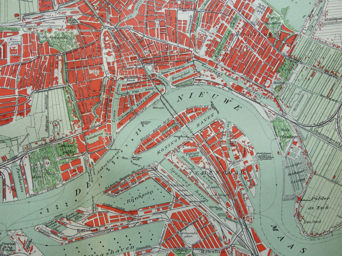 ROTTERDAM Old map of Rotterdam from 1921 original vintage map antique map