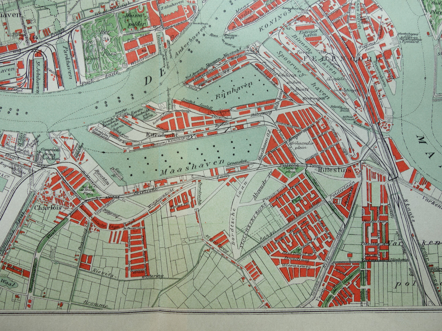 ROTTERDAM Old map of Rotterdam from 1921 original vintage map antique map