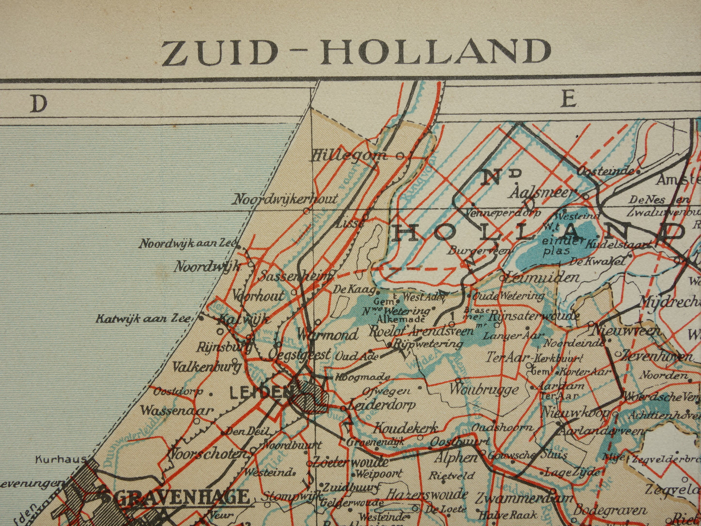 South Holland Vintage map of the province of South Holland from 1938 original old Dutch map