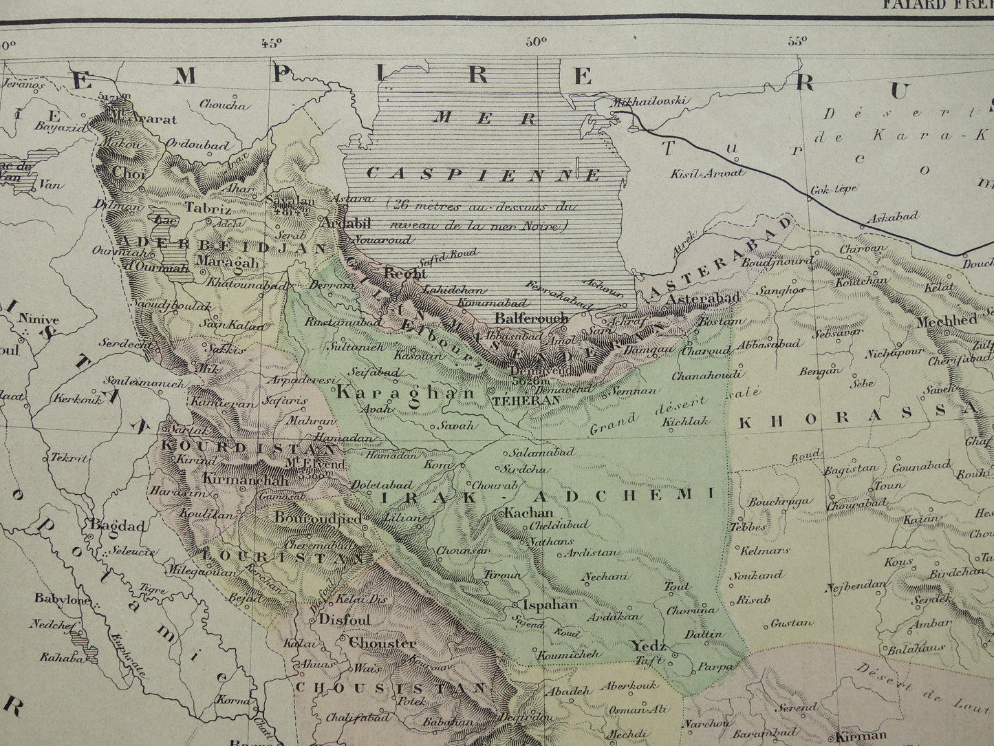 IRAN oude kaart uit 1896 originele antieke vintage landkaart van Perzië Teheran