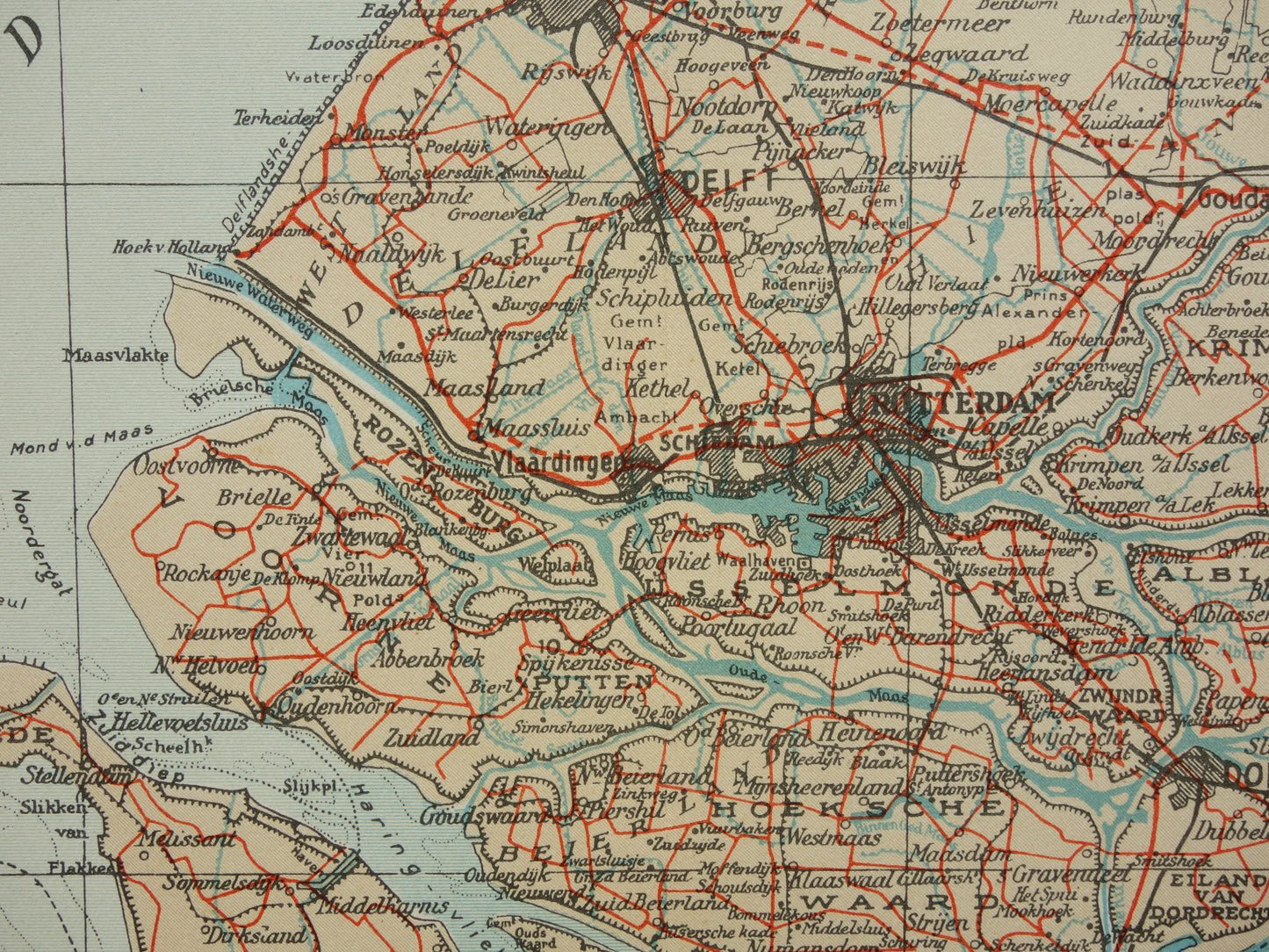 South Holland Vintage map of the province of South Holland from 1938 original old Dutch map