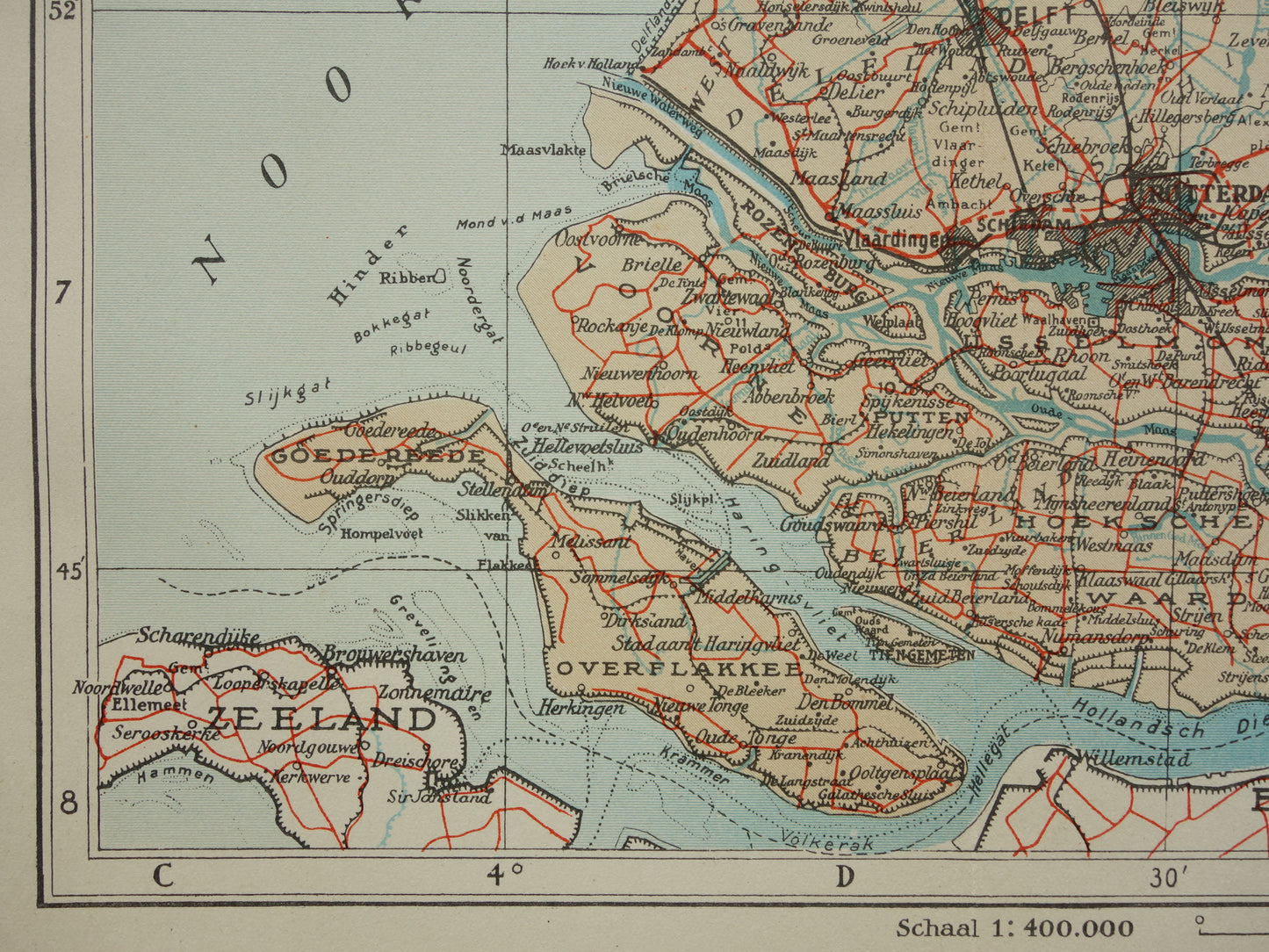 South Holland Vintage map of the province of South Holland from 1938 original old Dutch map